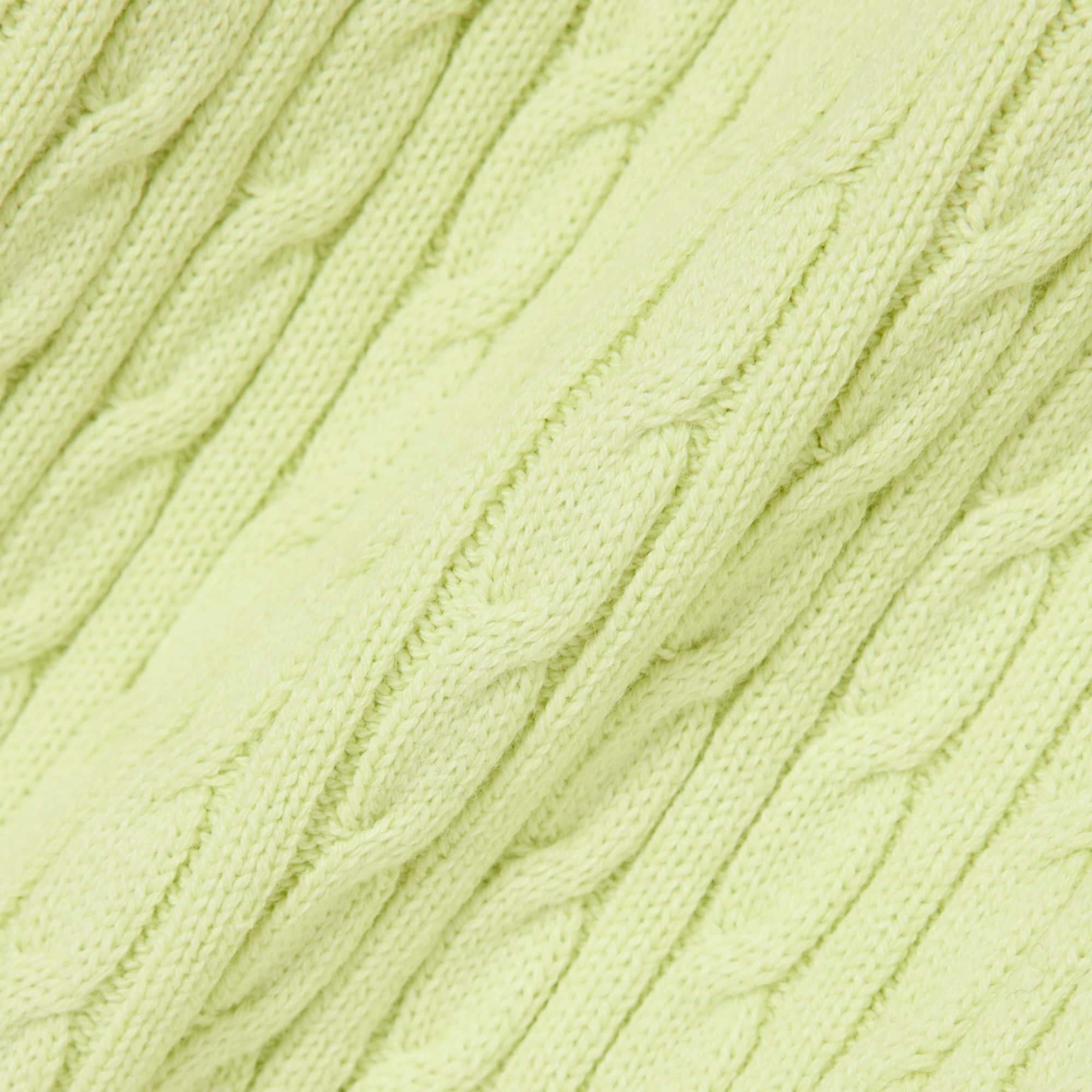 Short Sleeved Cable Knit Sweater - Green