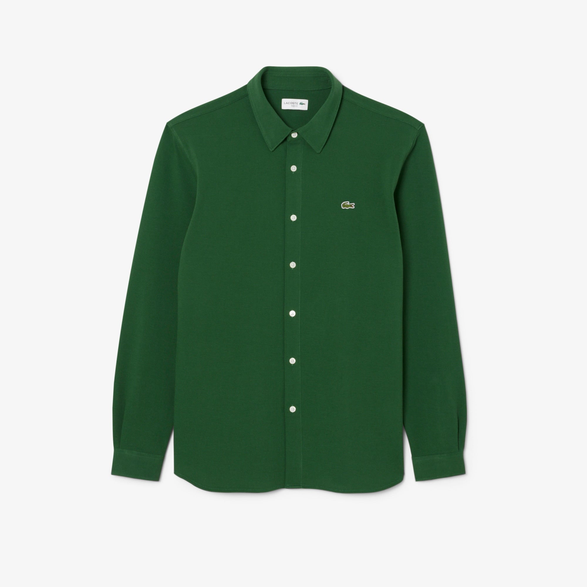Men's Slim Fit Cotton Piqué Shirt - Pine green