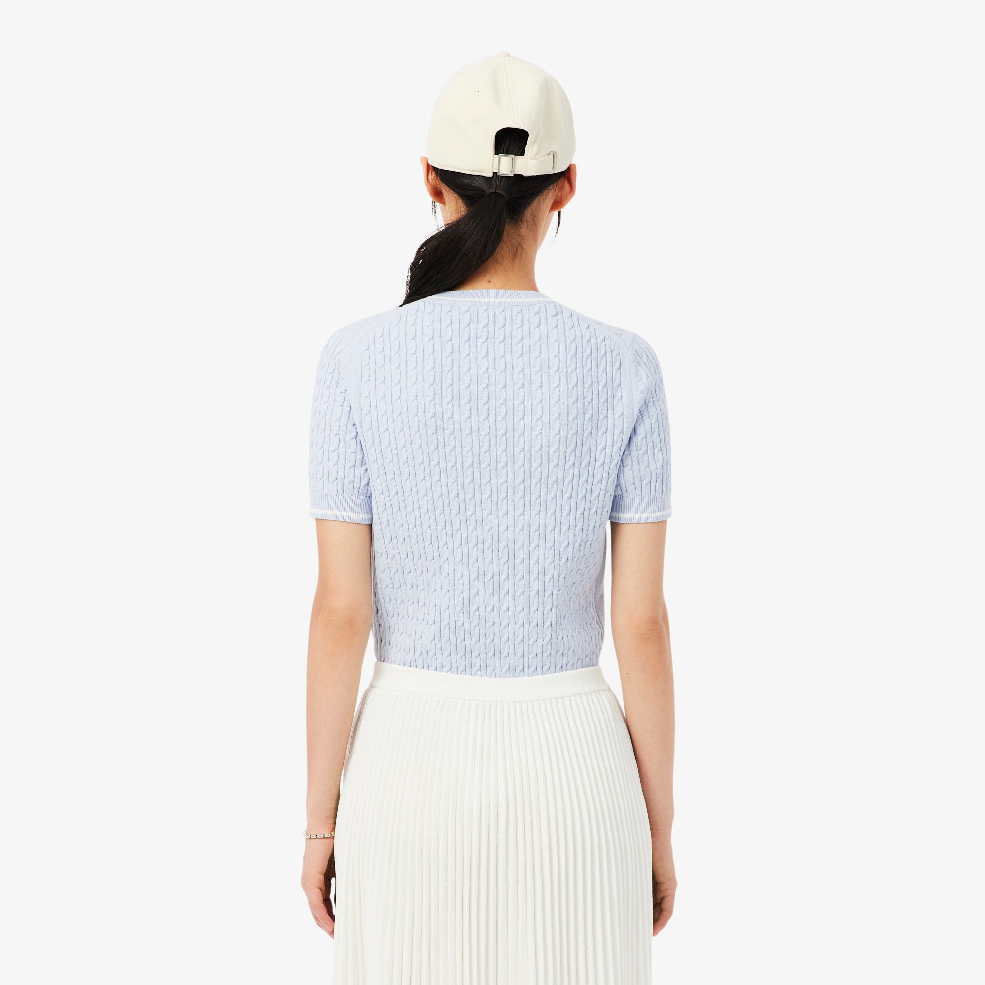 Short Sleeved Cable Knit Sweater - Phoenix blue