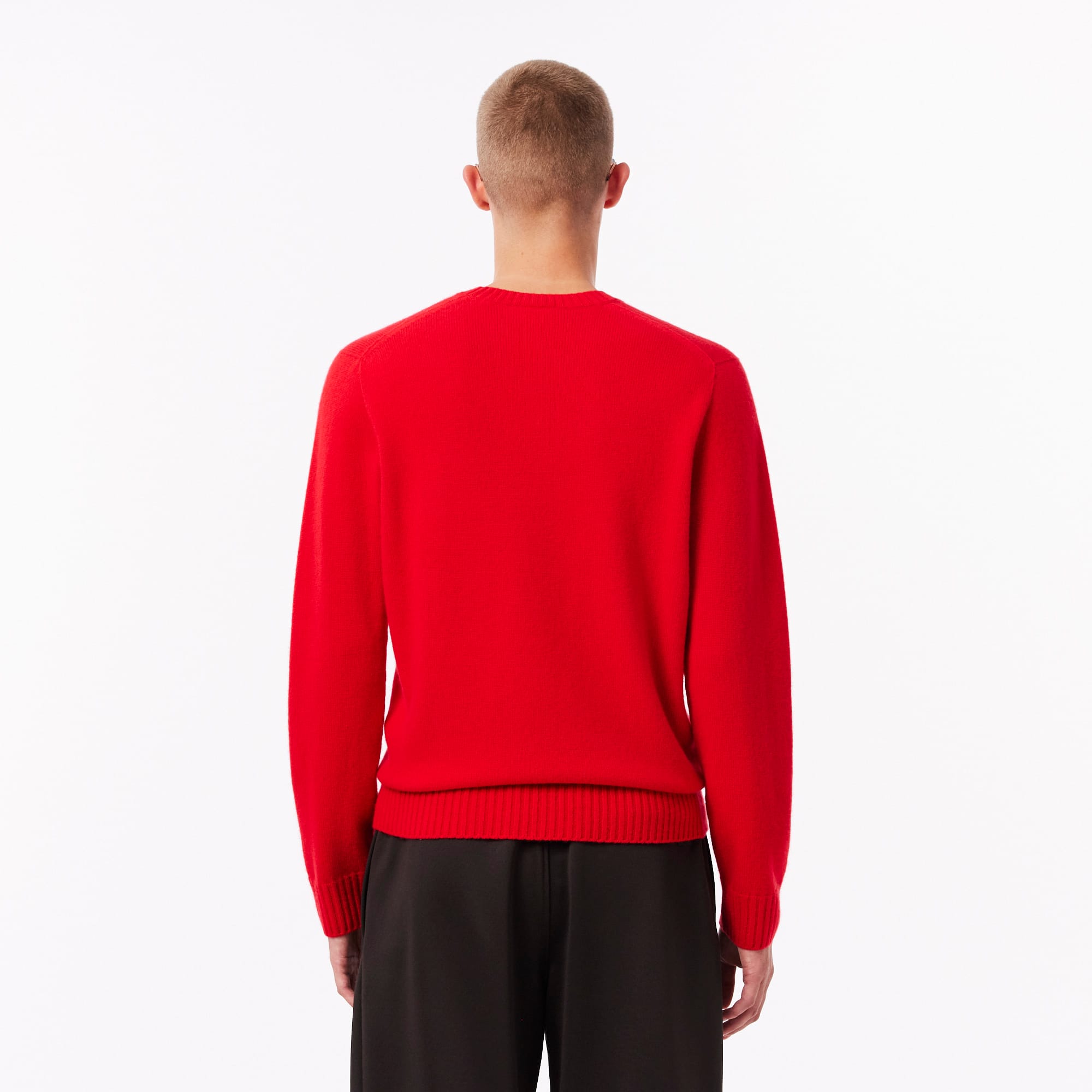 Men's 3D Knit Cashmere Crew Neck Sweater - Red