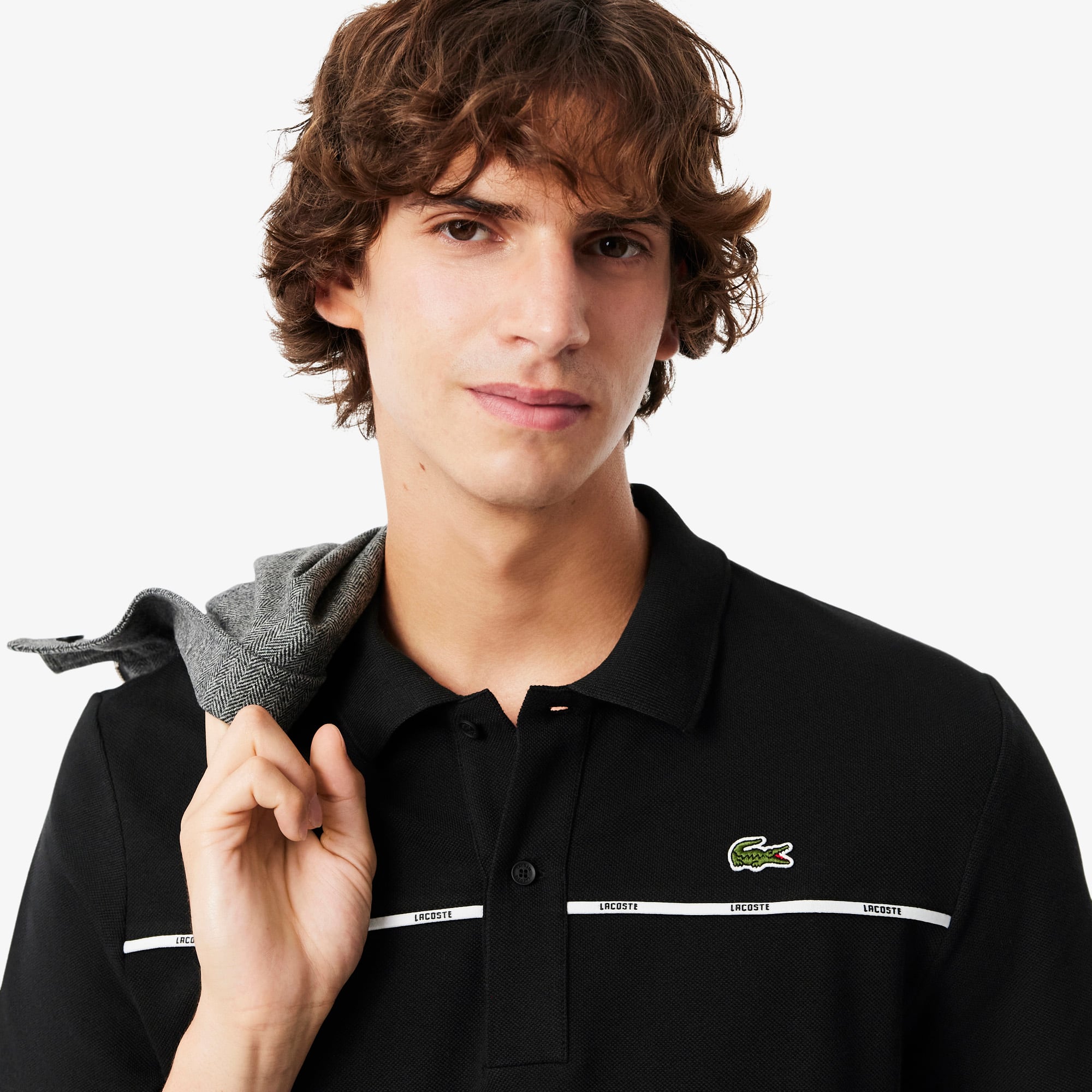 Men's Regular Fit Logo Trim Polo - Black