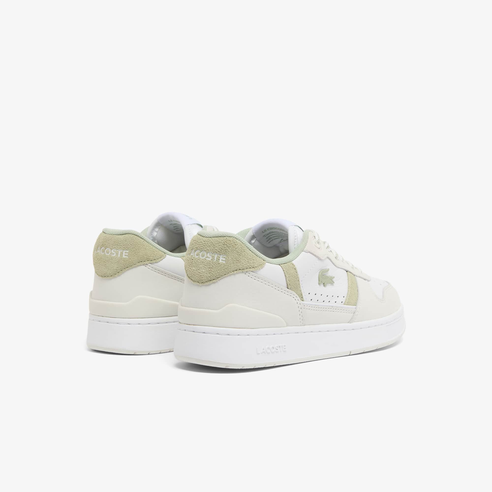 Women's T-Clip Set Leather Sneakers - WHT/LT KHK