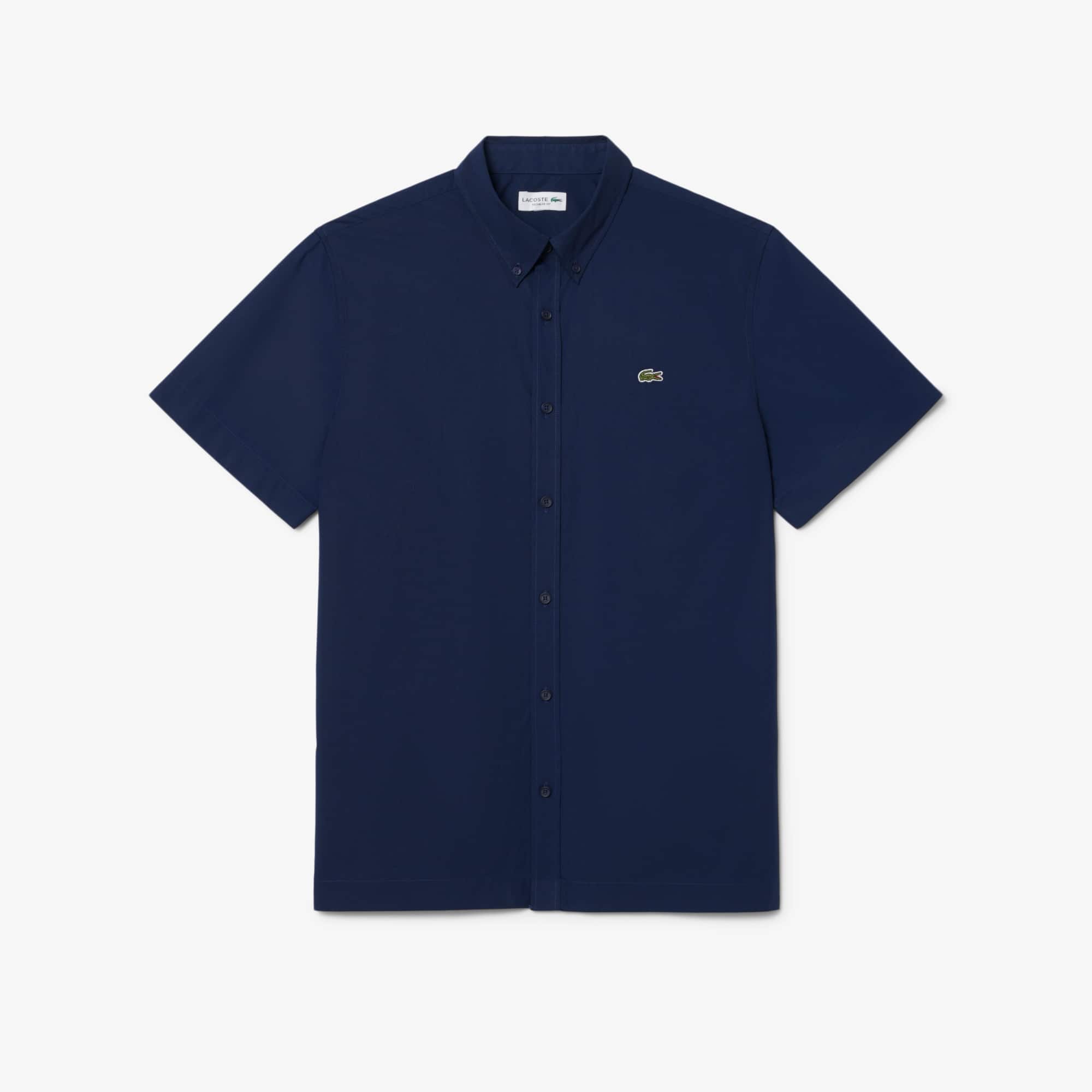Regular Fit Short Sleeved Poplin Shirt - Navy Blue