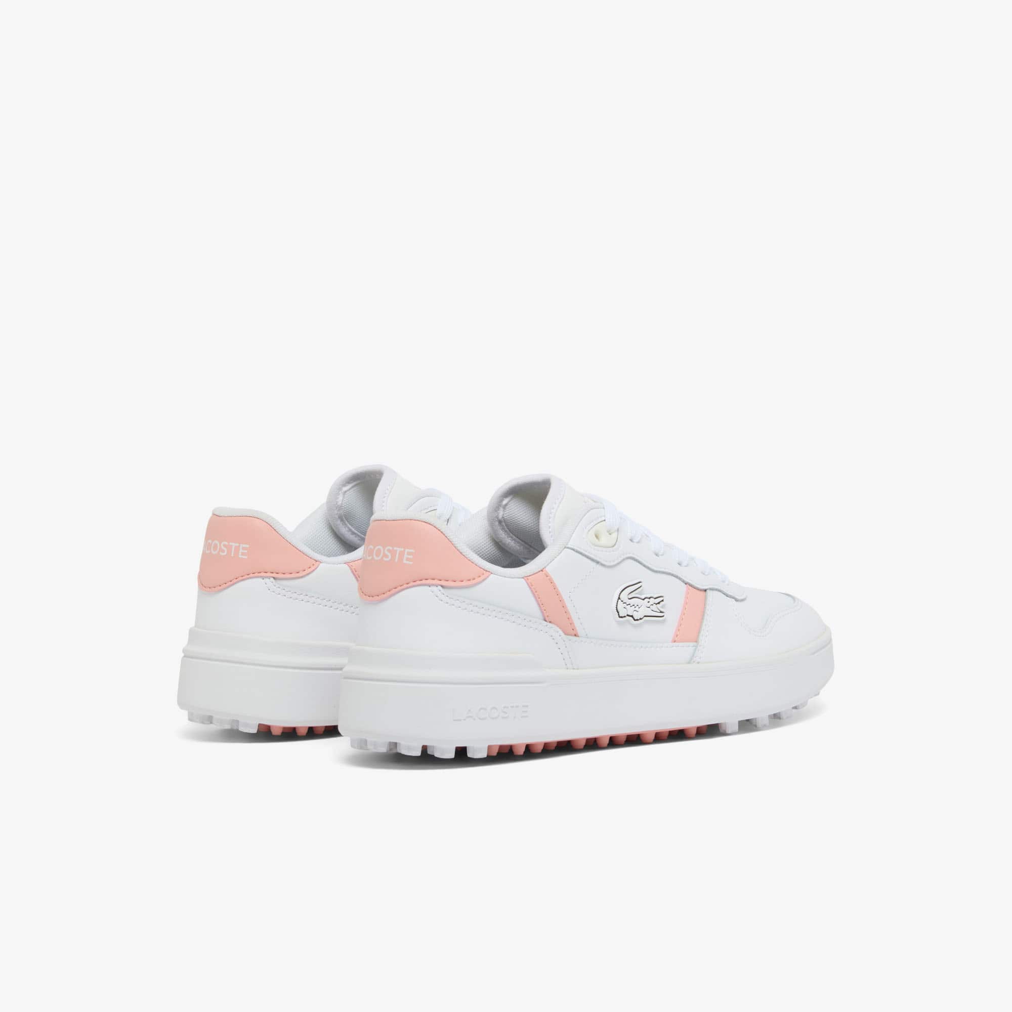 Women's T-Clip Leather Golf Shoes - WHITE/PINK
