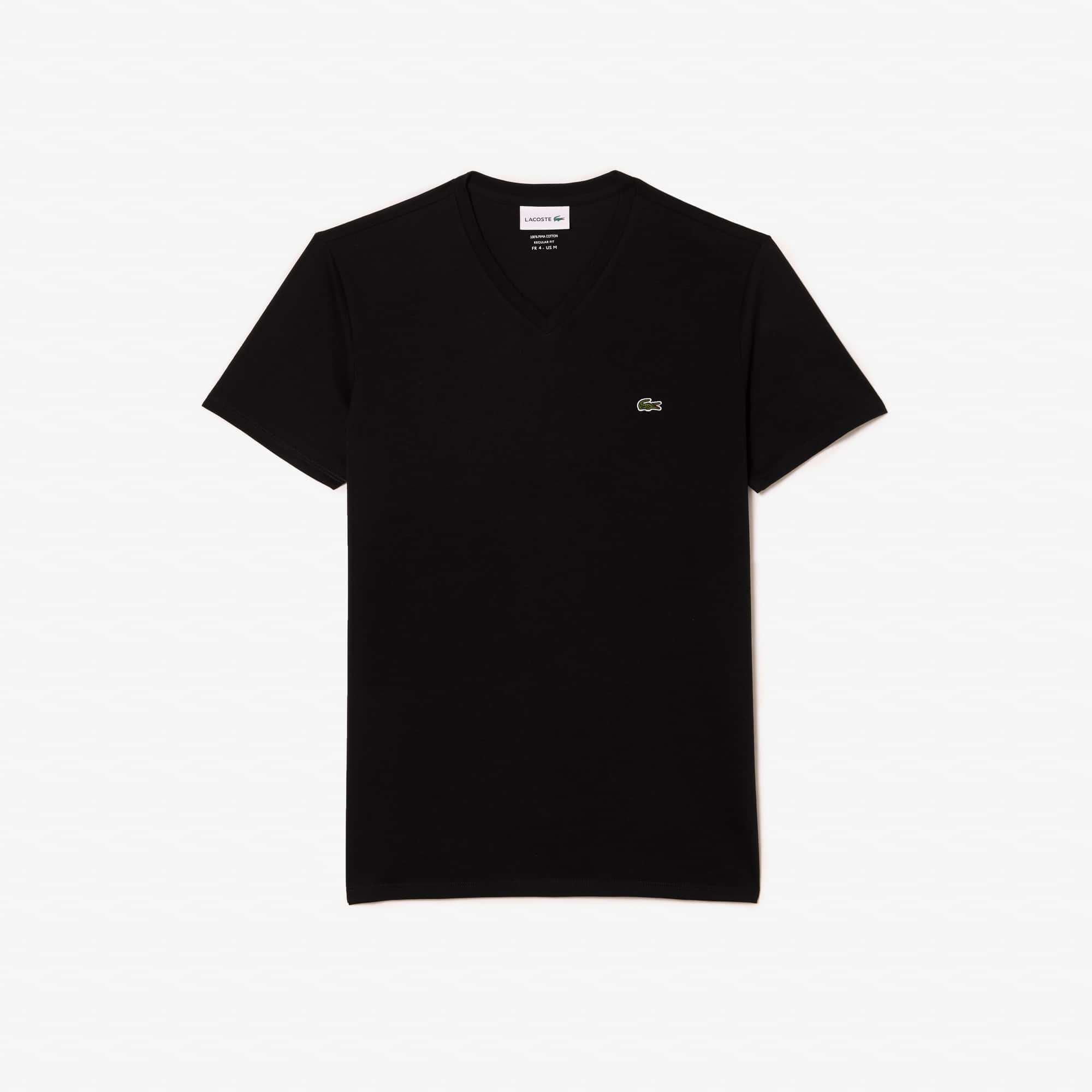 Men's Lightweight Pima Cotton V-Neck T-Shirt - Black