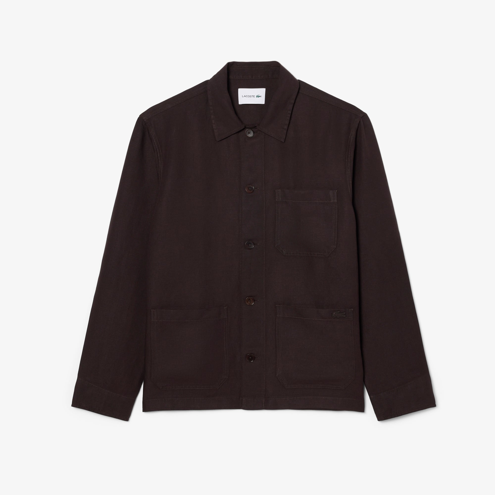 Linen Blend Overshirt - Brown