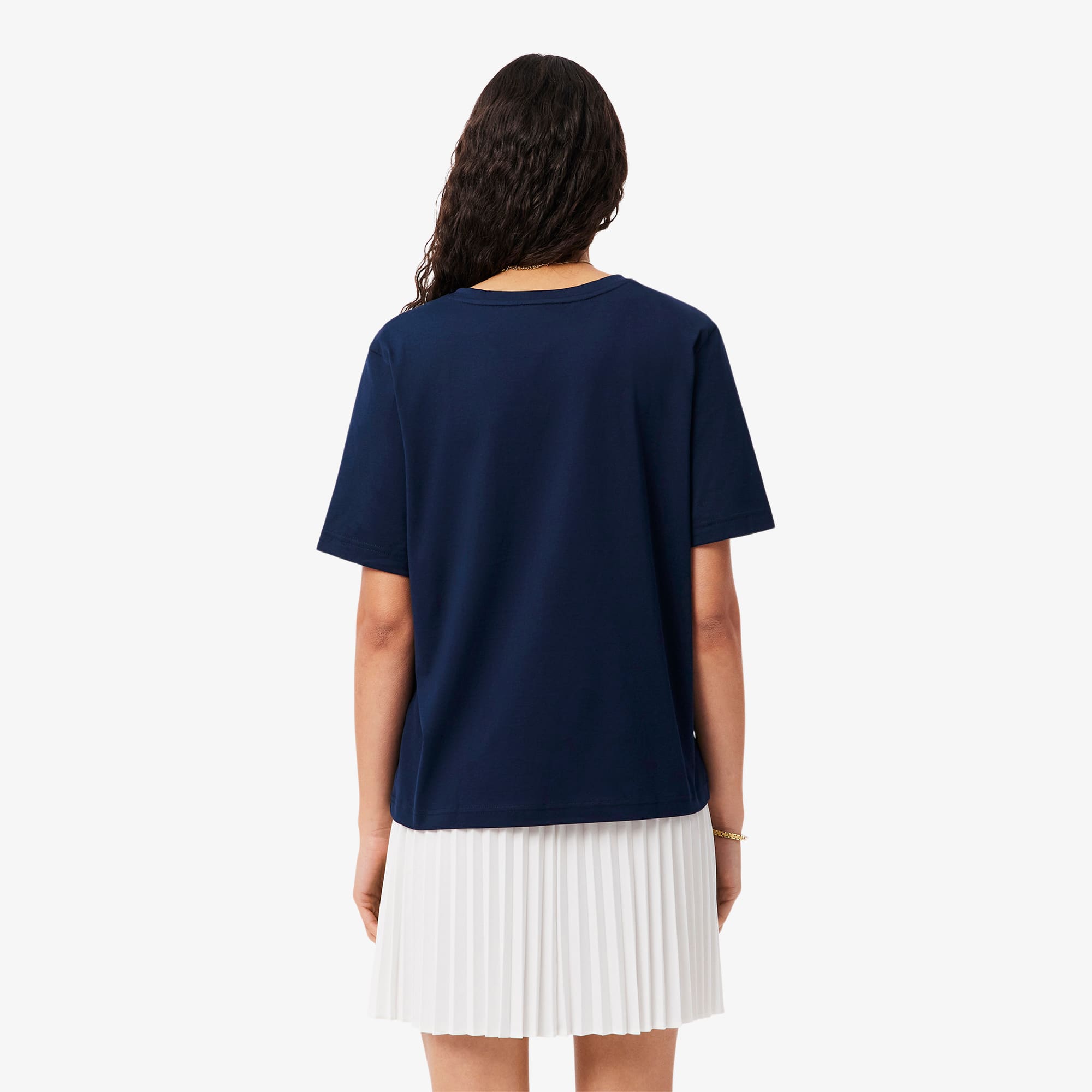 Women's Relaxed Fit Soft Cotton V-Neck T-Shirt - Navy Blue