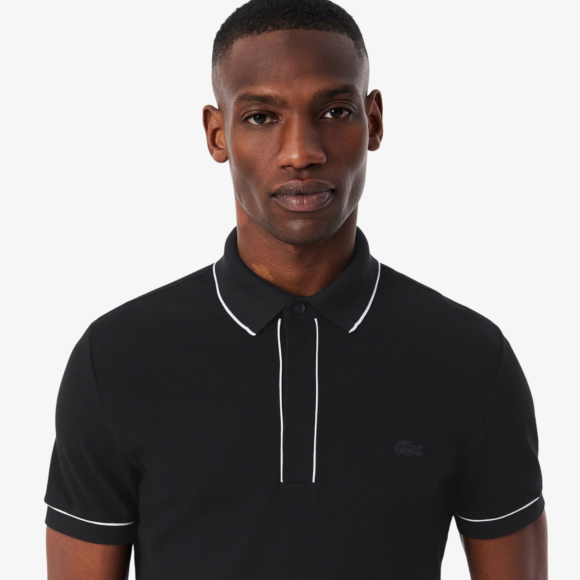 Men's Regular Fit Paris Stretch Piqué Polo - Black
