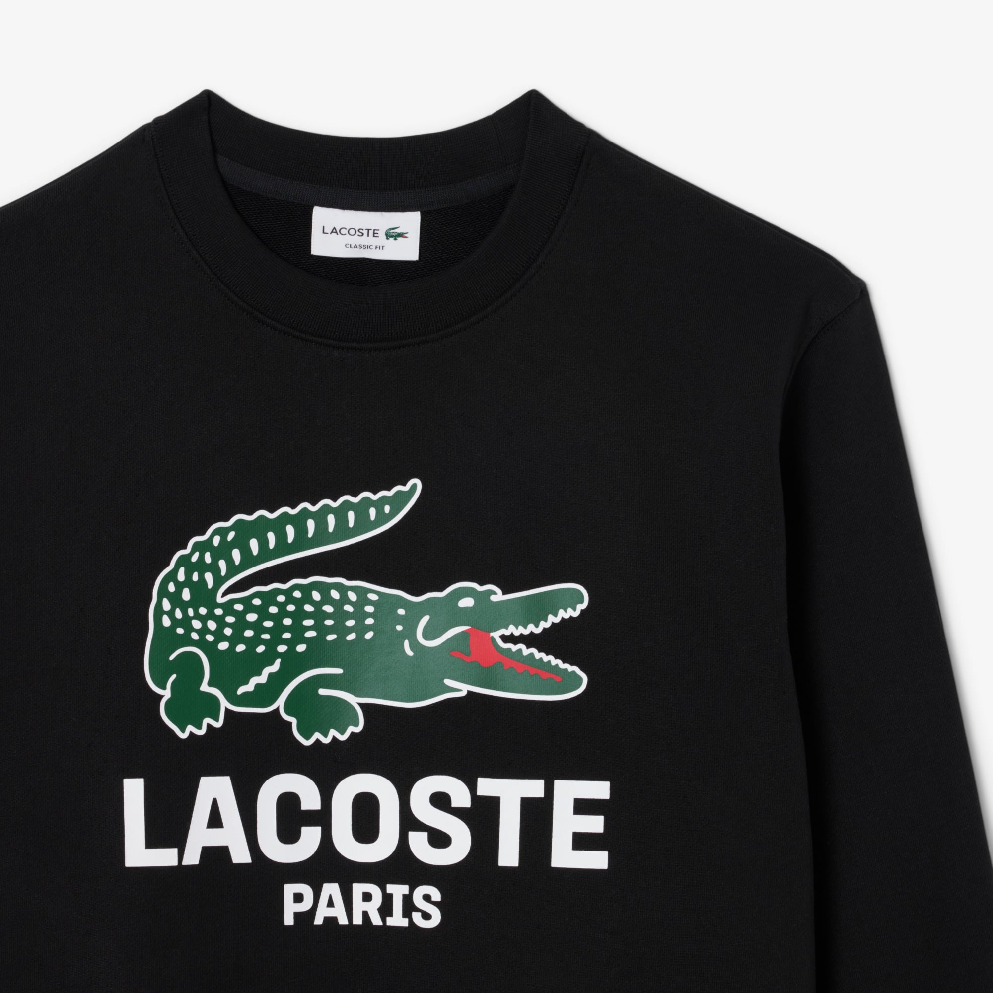 Men's Classic Fit Printed Crew Neck Sweatshirt - Black