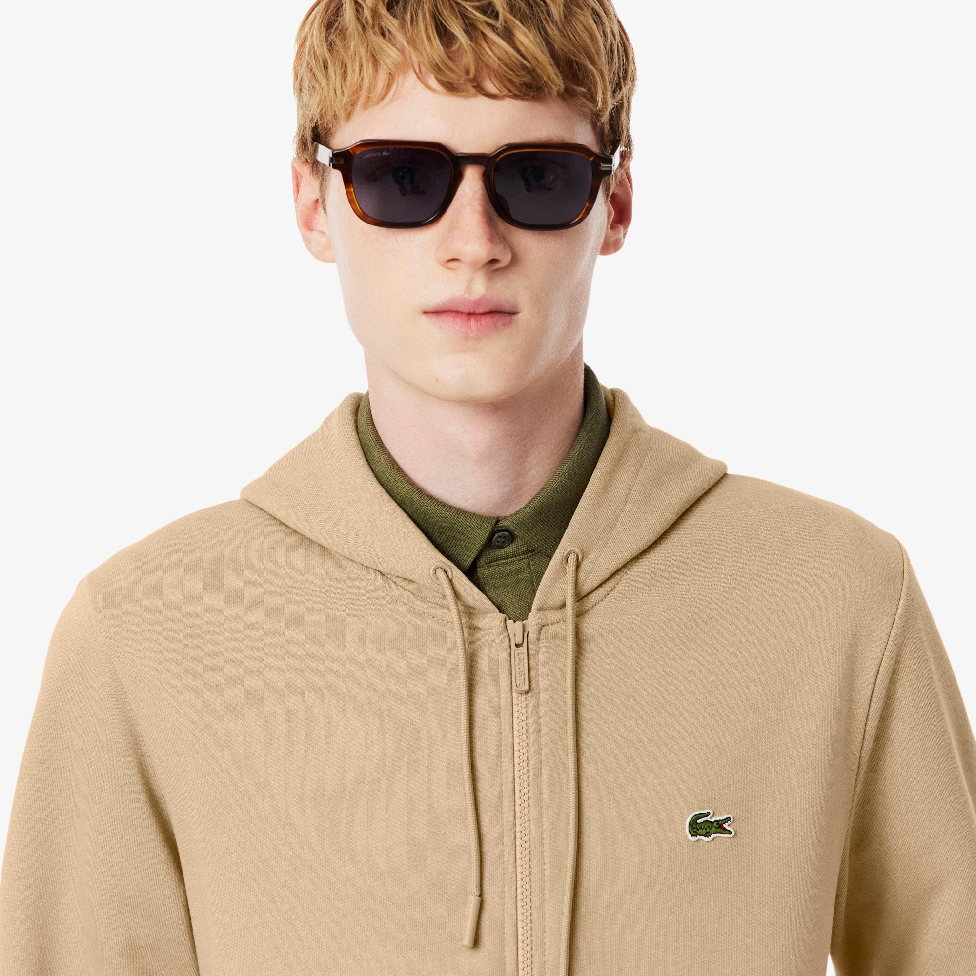 Men's Classic Fit Zip-Up Fleece Sweatshirt - Beige
