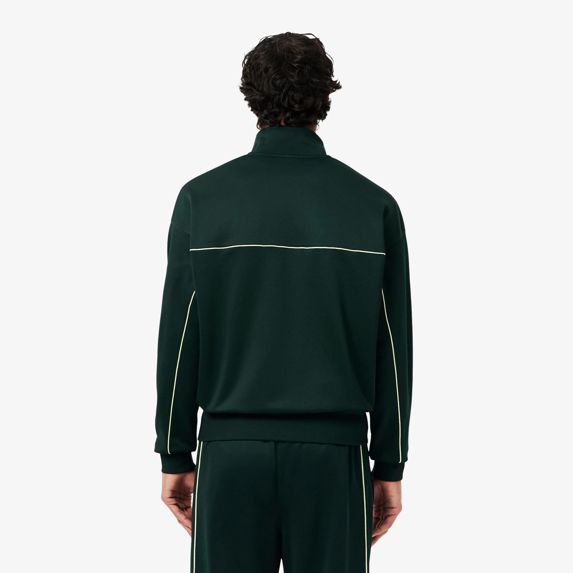 Men's Satin Effect Zip-Up Fleece Sweatshirt - Forest green
