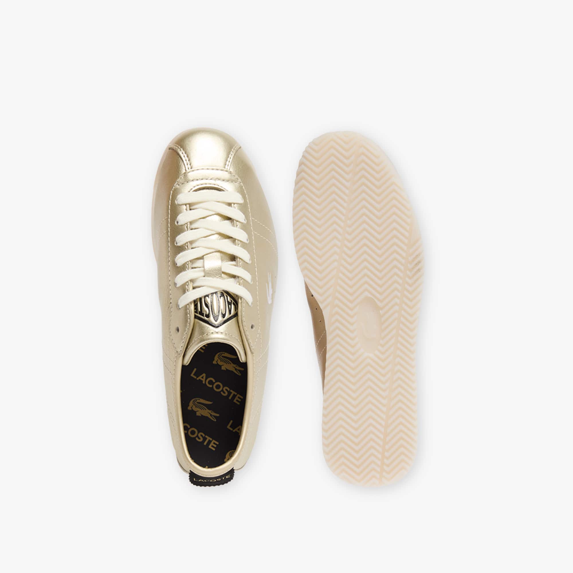 Women's Club-Low Leather Sneakers - GLD/OFF WHT