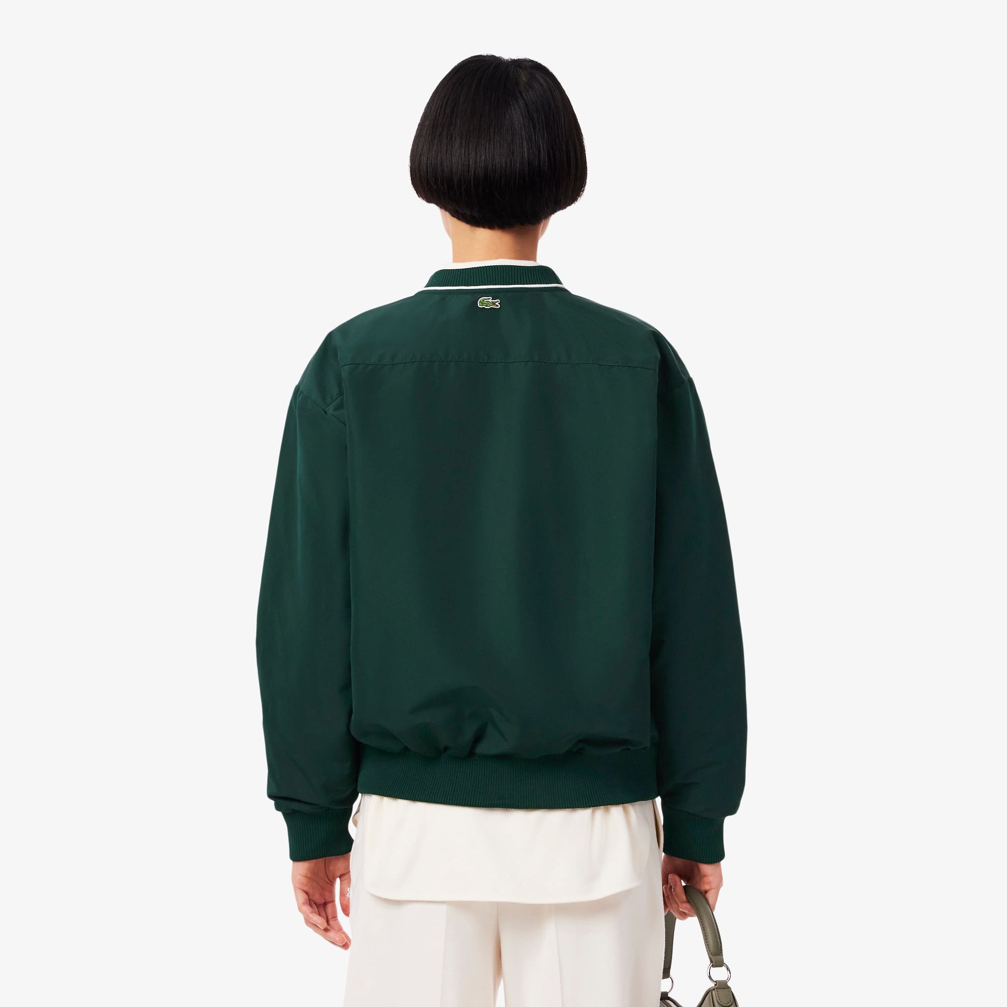 Women's Oversized Padded Nylon Cardigan - Forest green