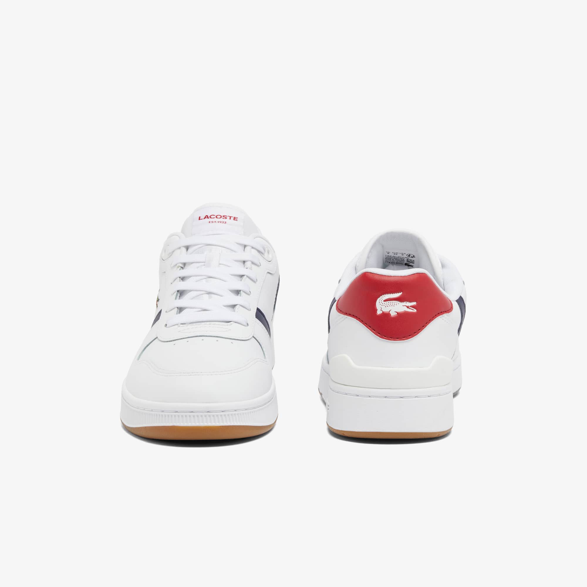 Men's T-Clip Set Leather Sneakers - WHT/NVY/RED