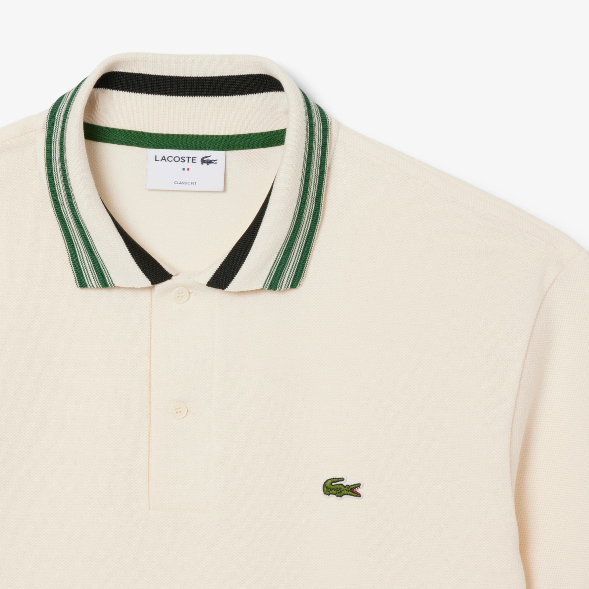 Men's Made In France Classic Fit Stripe Collar Polo - Cream