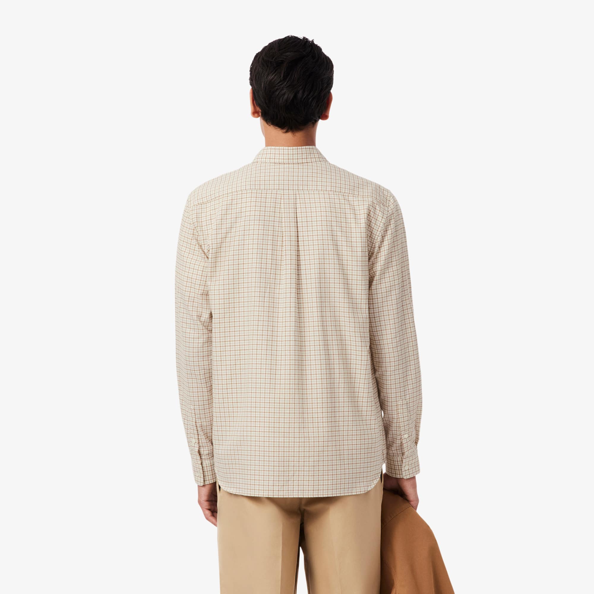 Men's Regular Fit Plaid Flannel Shirt - White / Brown