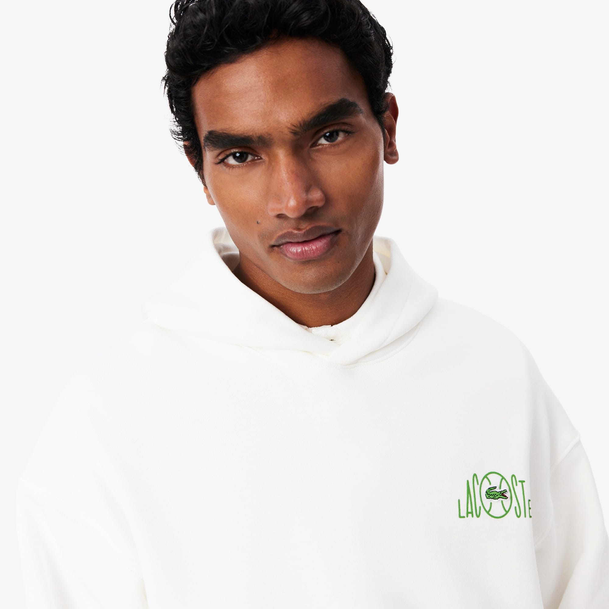 Multi Print Fleece Hoodie - White
