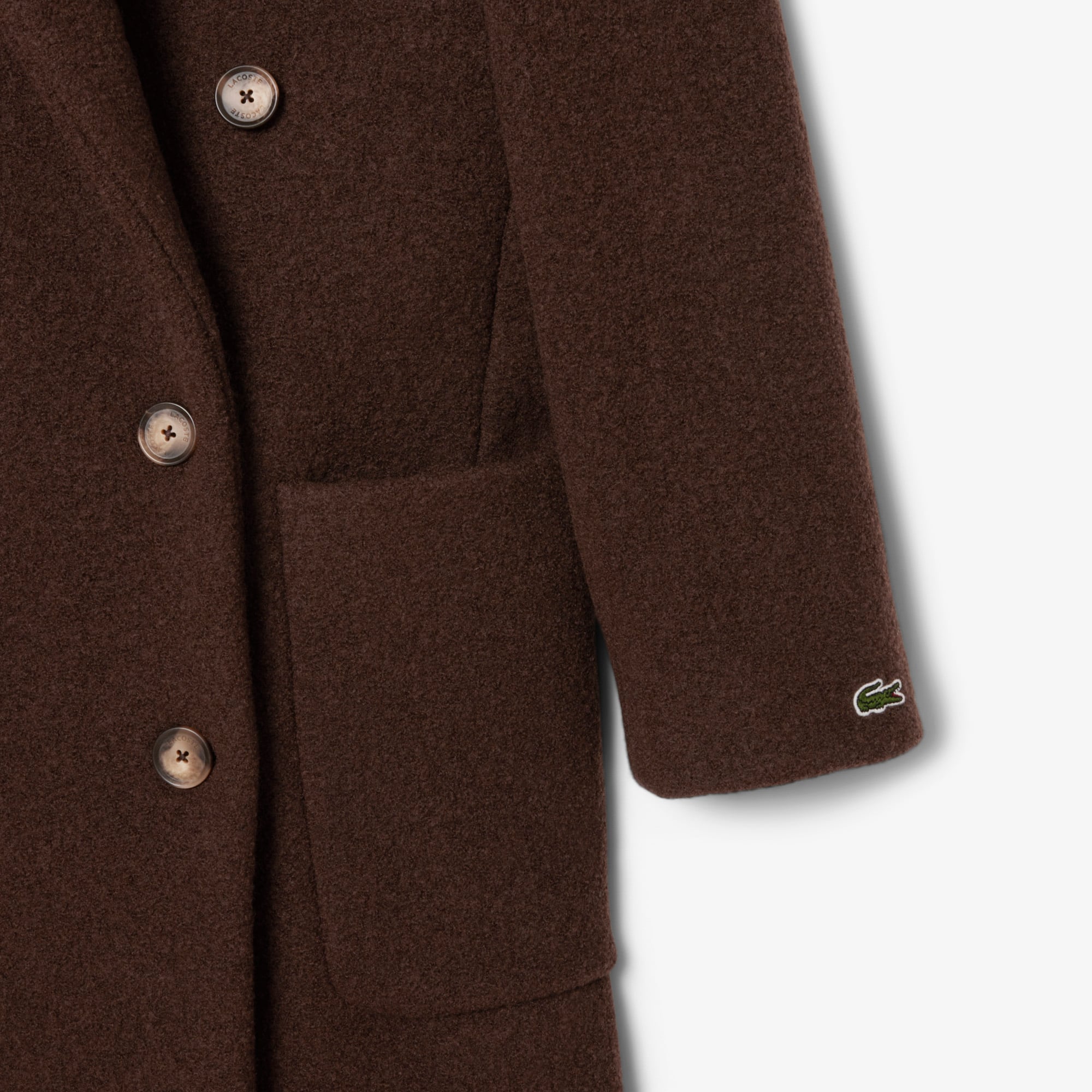 Women's Double-Breasted Wool Coat - Brown