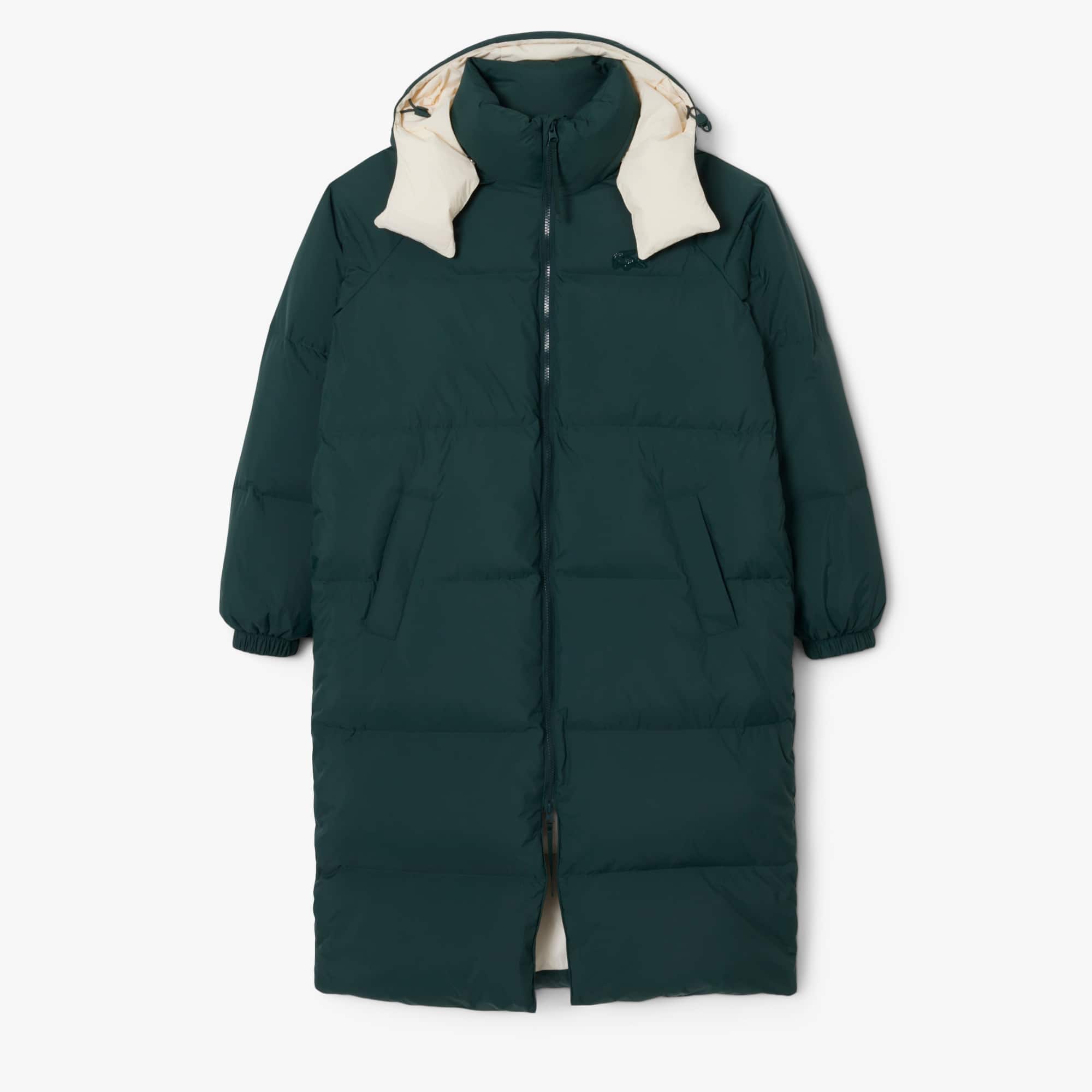 Women's Long Oversized Down Jacket - Green / White