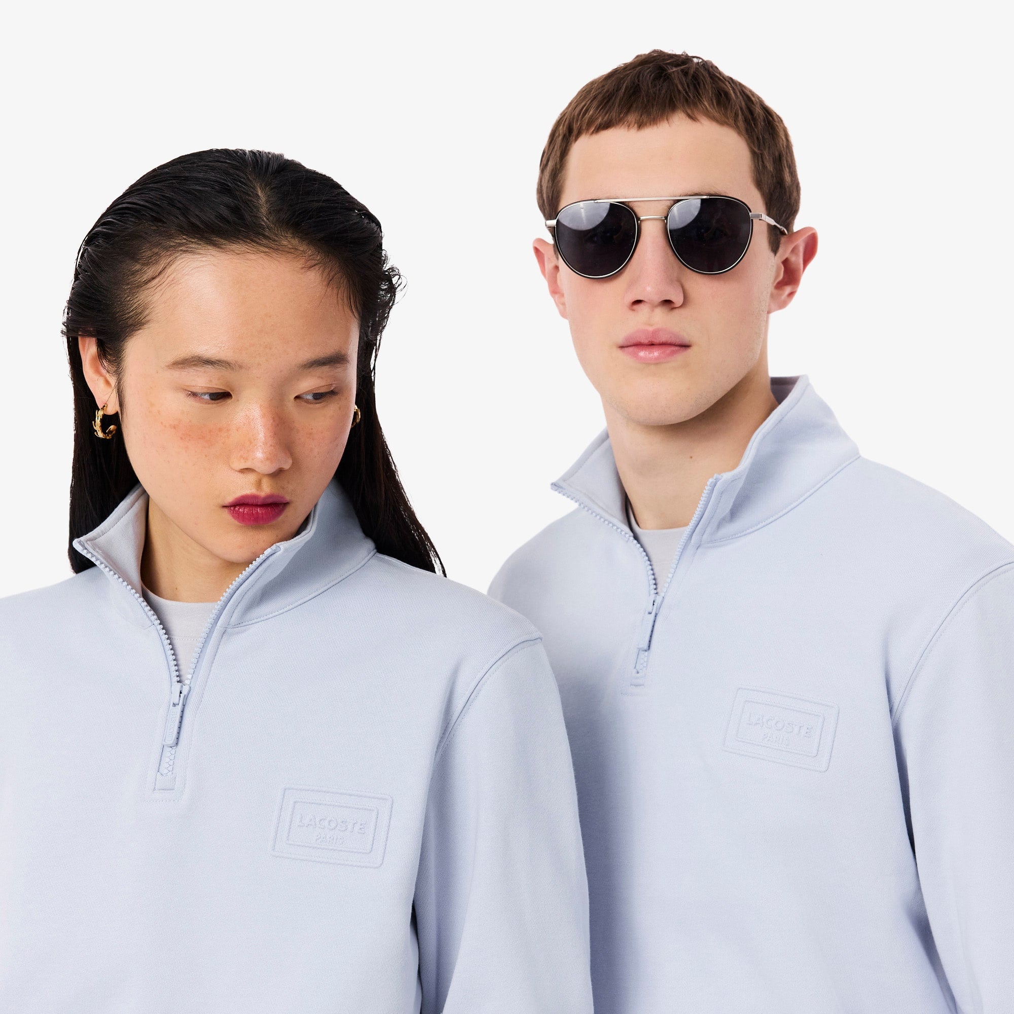 High Neck Embossed Zipped Sweatshirt - Phoenix blue
