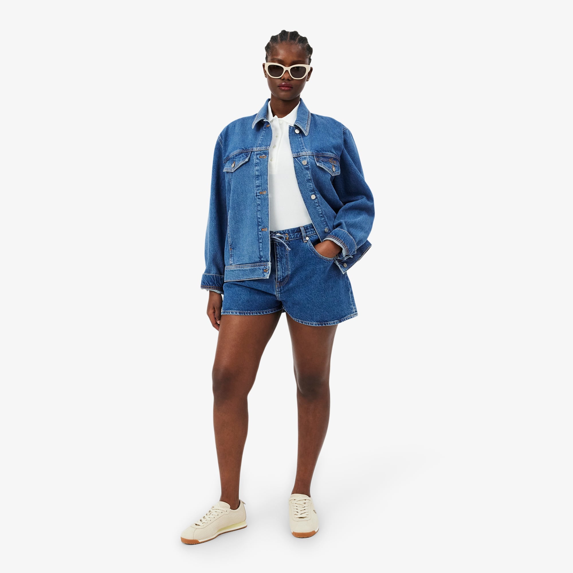 Cotton Denim Shorts - Blue Chine