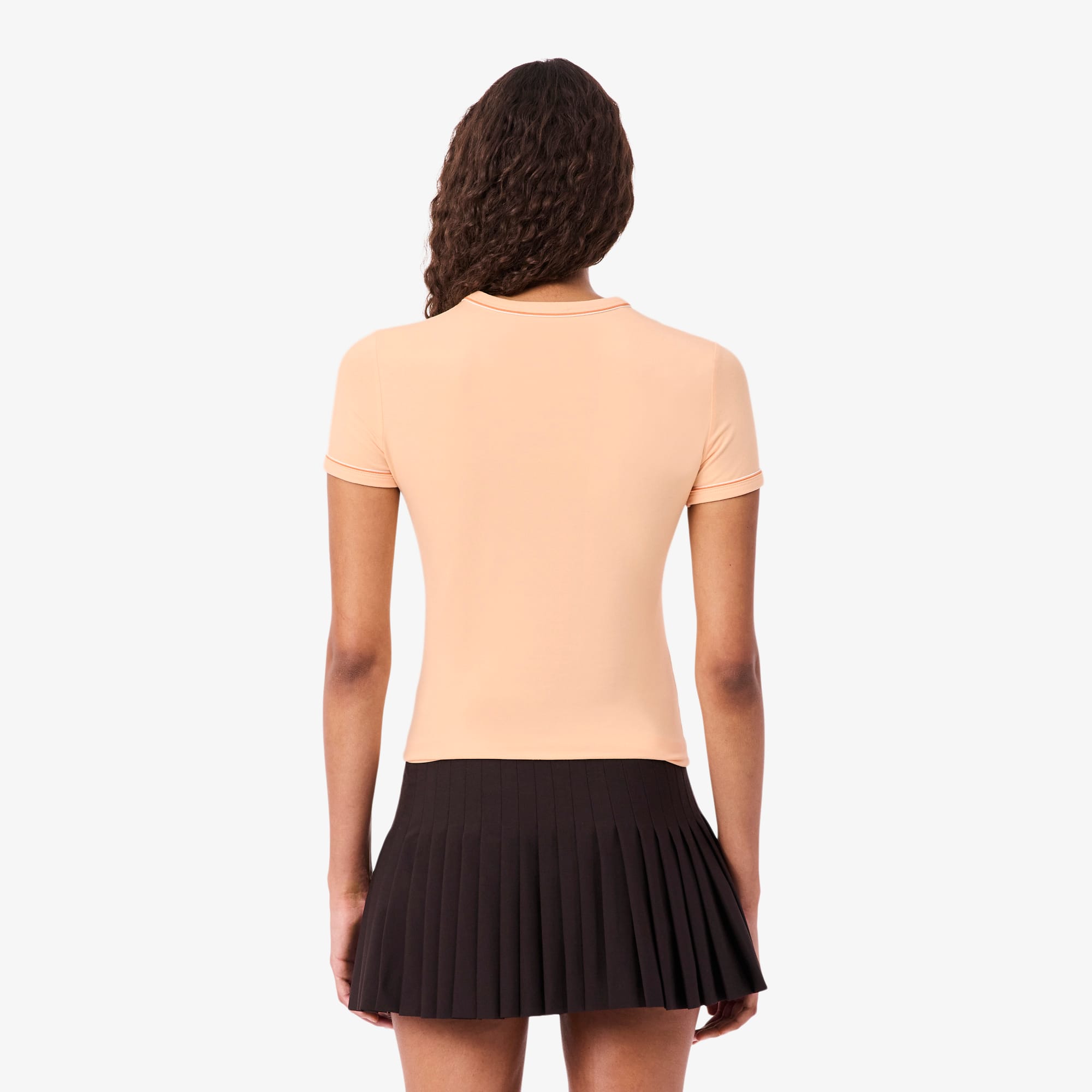 Women's Contrast Trim Jersey T-Shirt - Rose Pale / Blanc / Orange