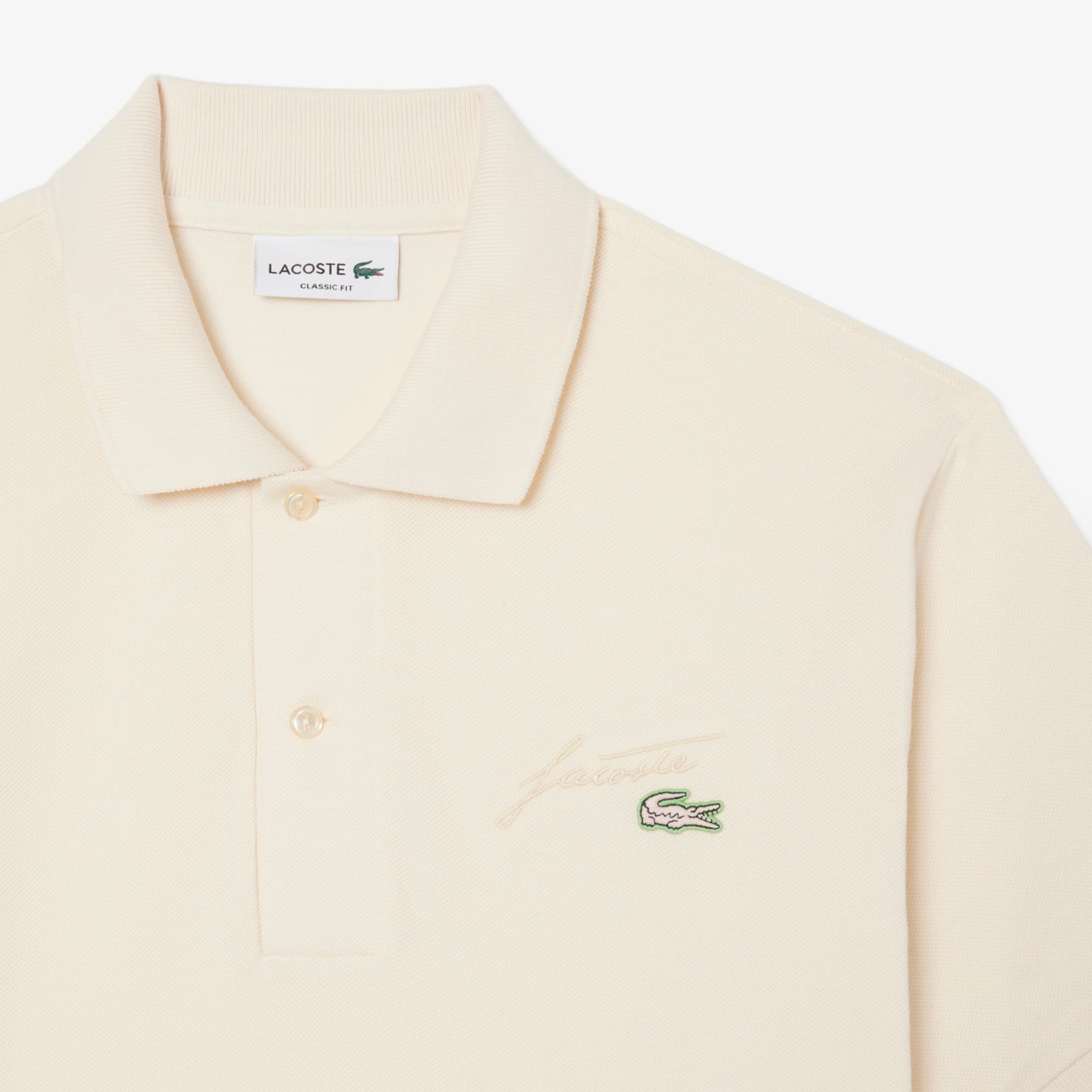 Men's Classic Fit Embroidery Detail Piqué Polo - Cream