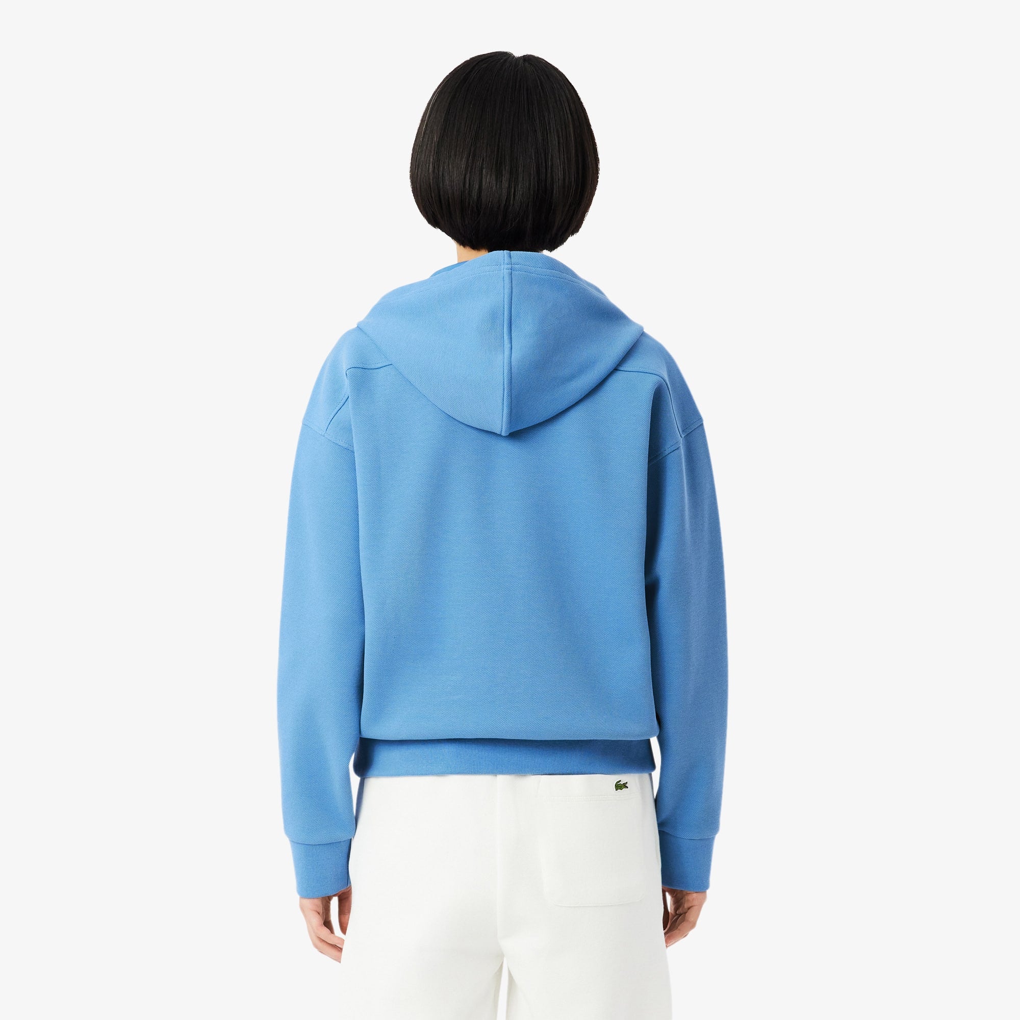Women's Zip-Up Piqué Hoodie - Blue