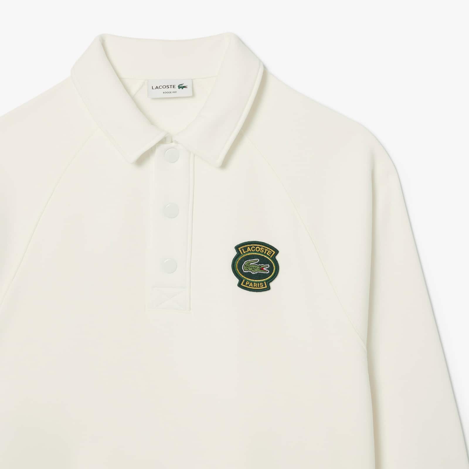 Men's Loose Fit Polo Collar Fleece Sweatshirt - White