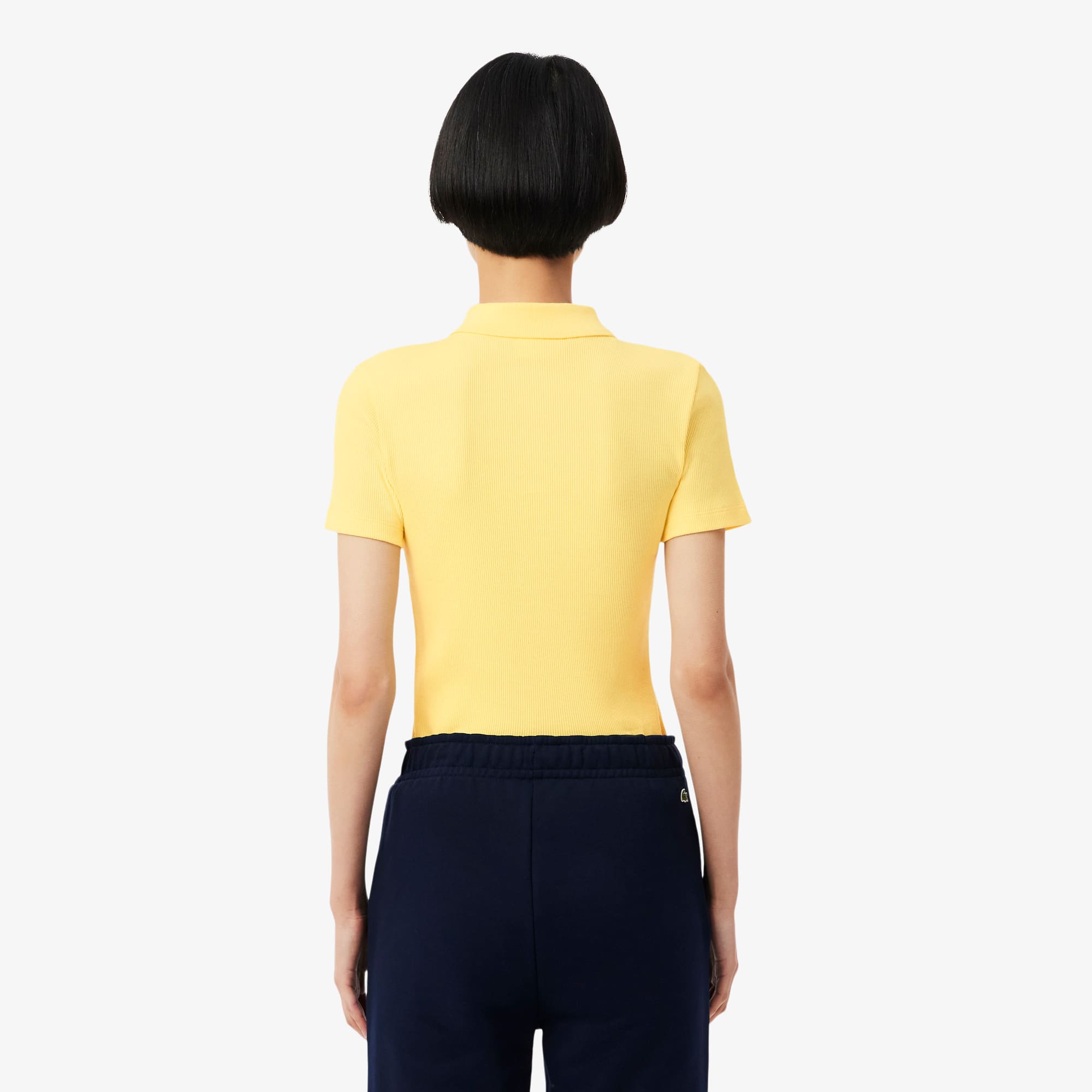 Women's Slim Fit L.12.D Ribbed Cotton Polo - Pastel yellow