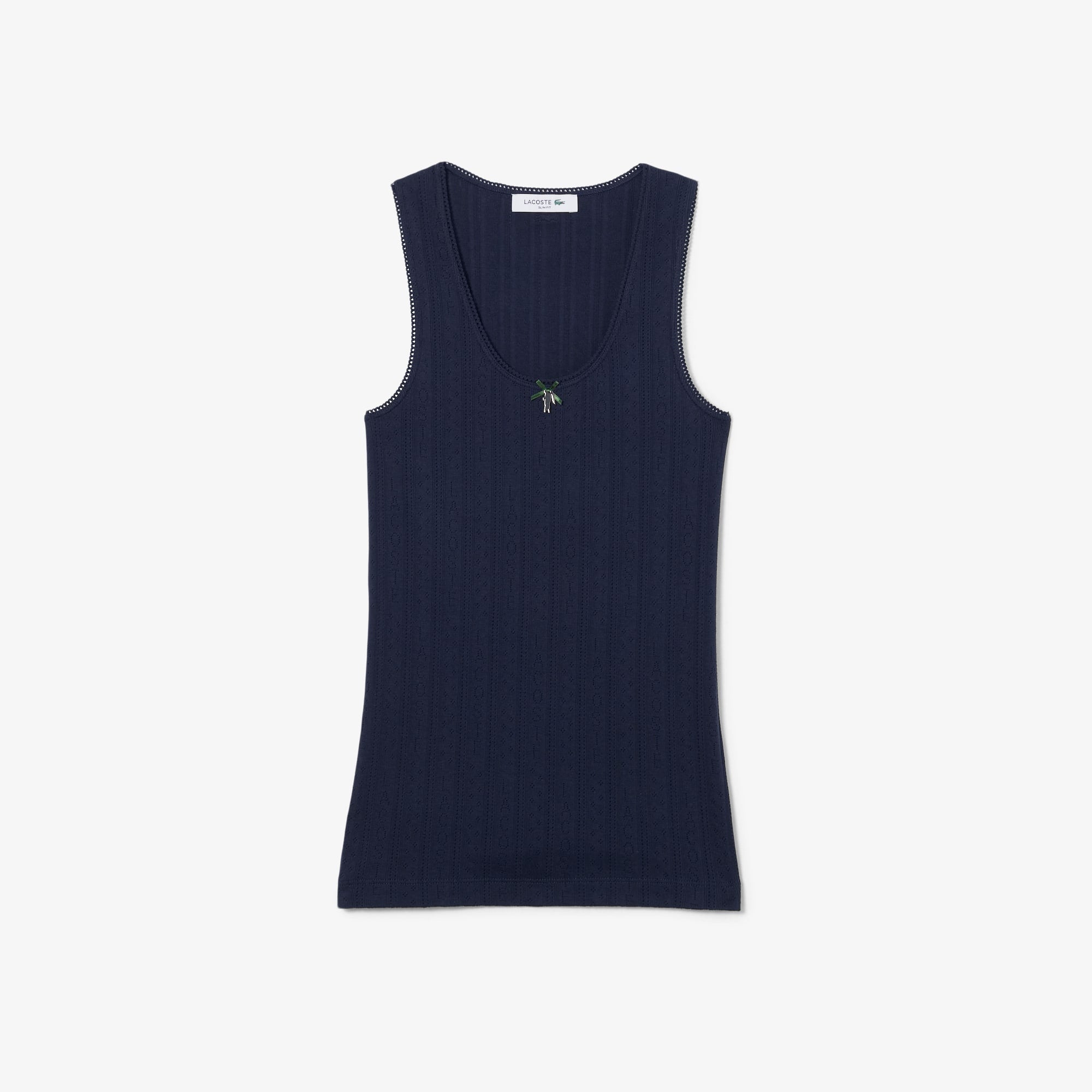 Women's Slim Fit Pointelle Knit Cotton Tank Top - Navy Blue