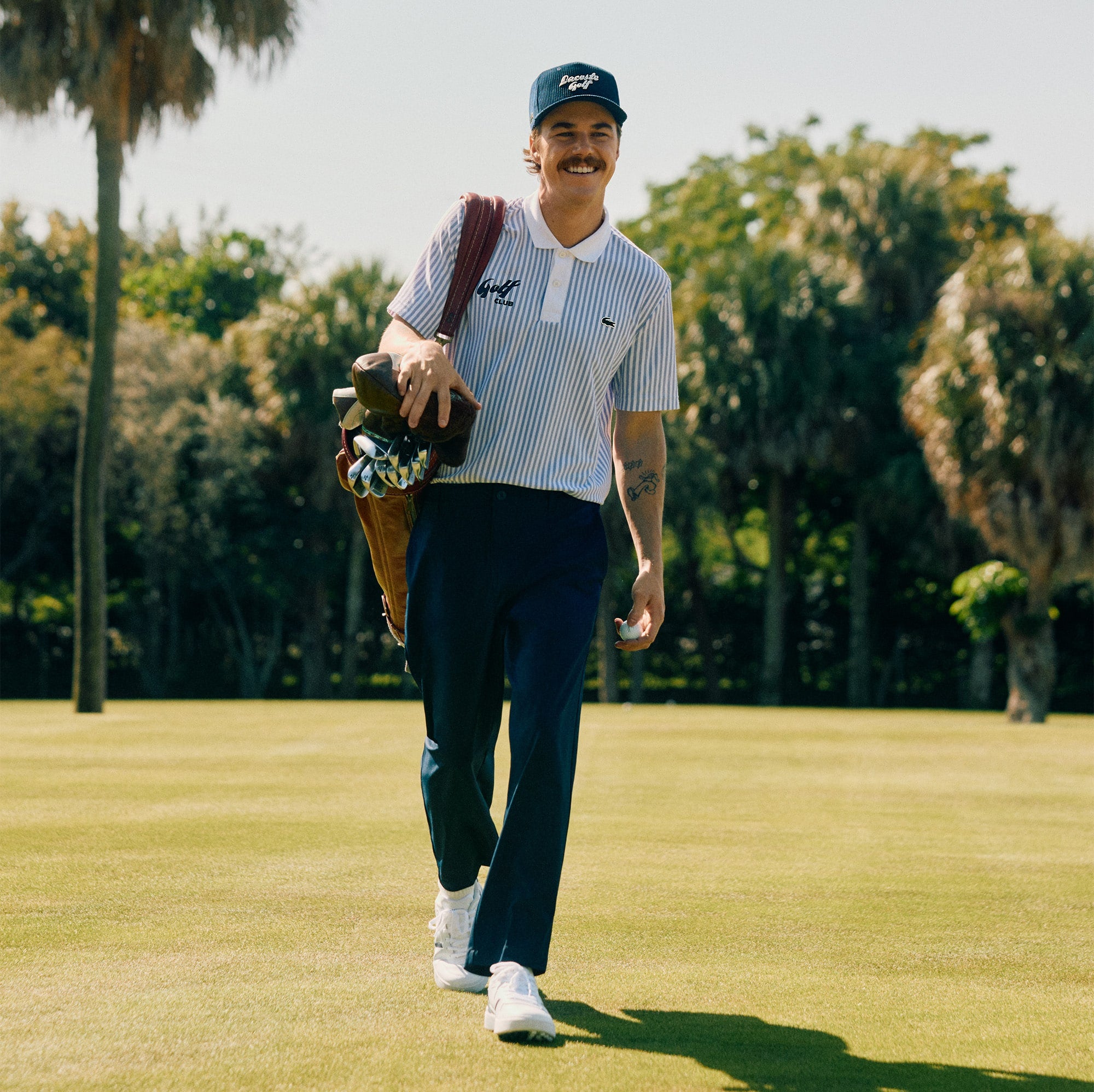 Men's Embroidered Corduroy Golf Cap - Navy Blue