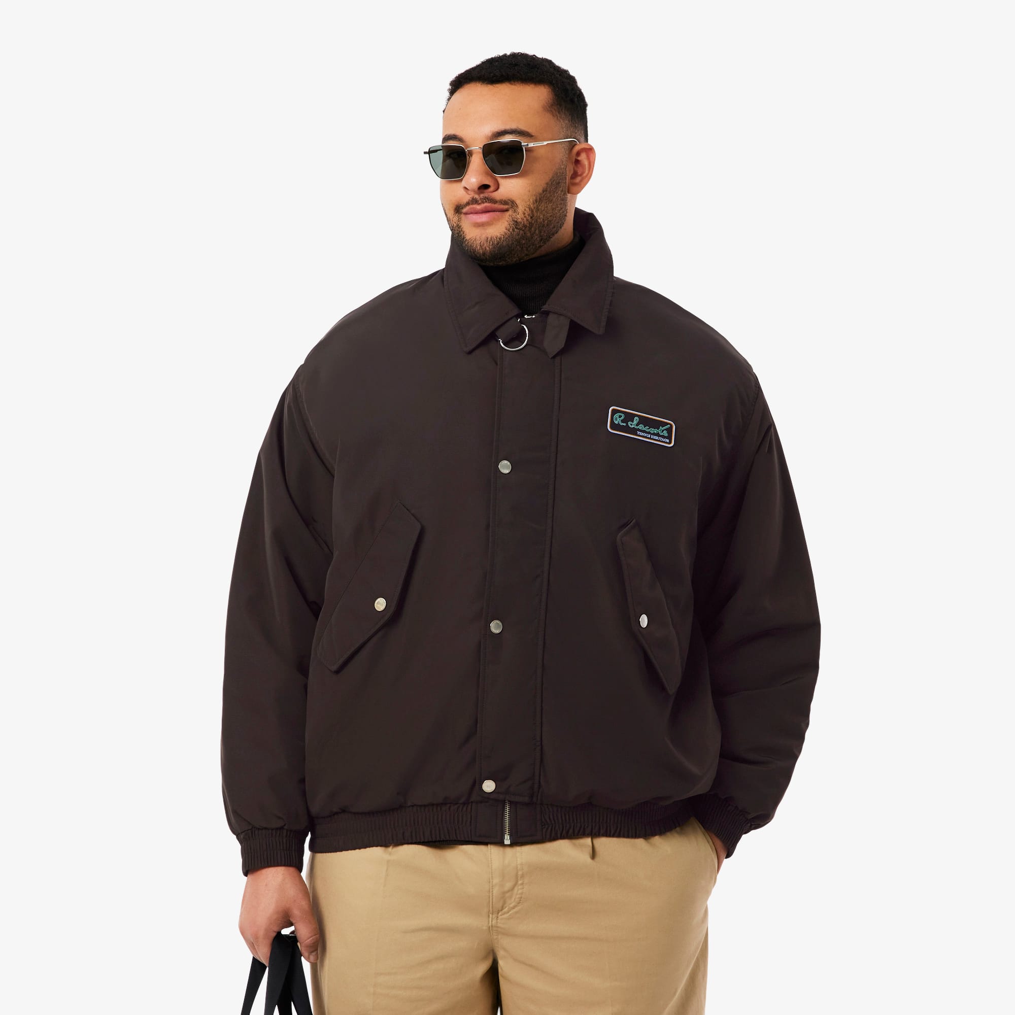 Men's Water-Repellent Aviator Badge Jacket - Brown
