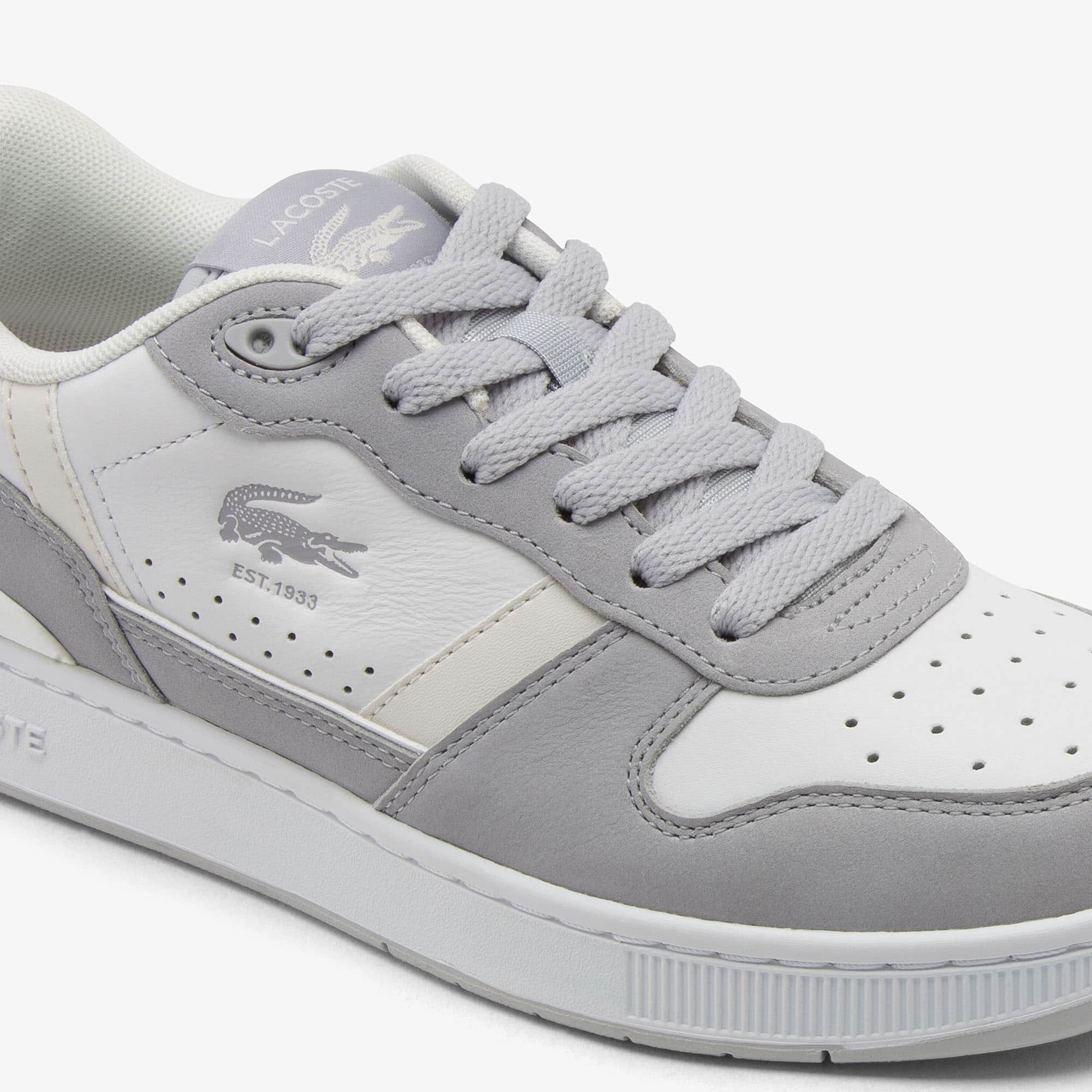 Women's T-Clip Set Leather Sneakers - White/Grey