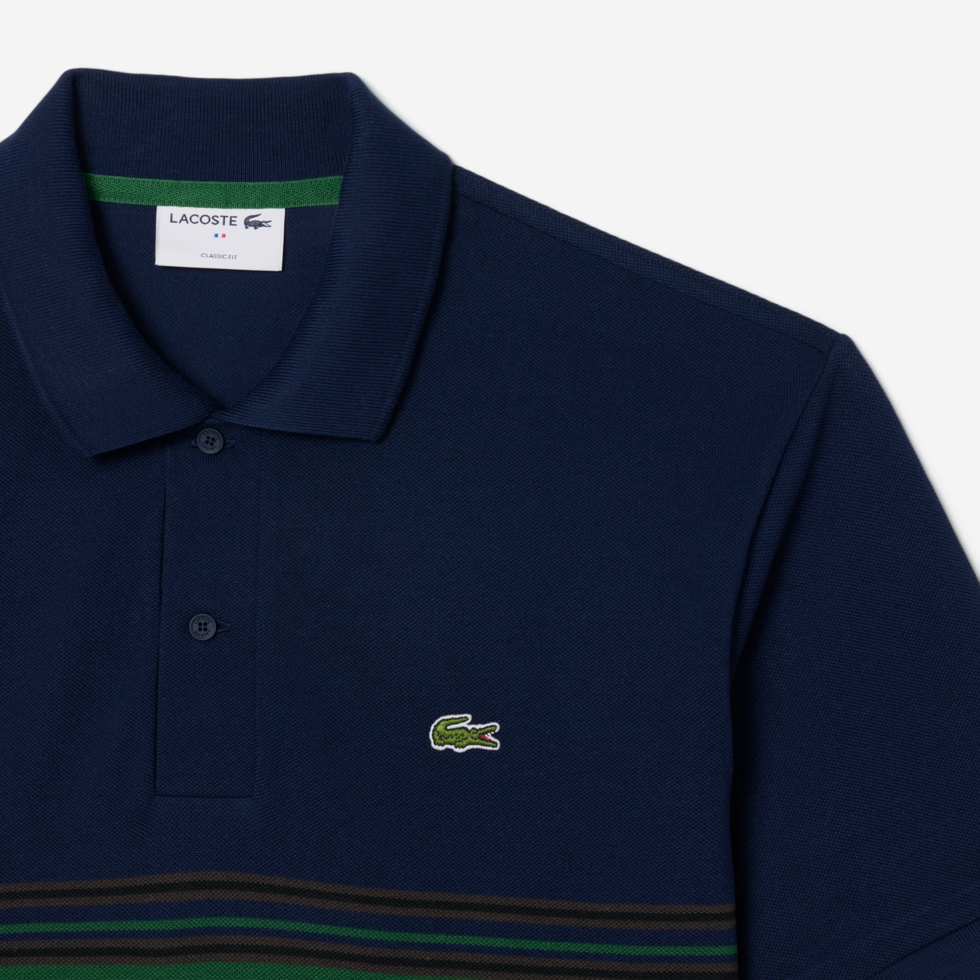 Men's Made In France Classic Fit Striped Polo - Navy Blue