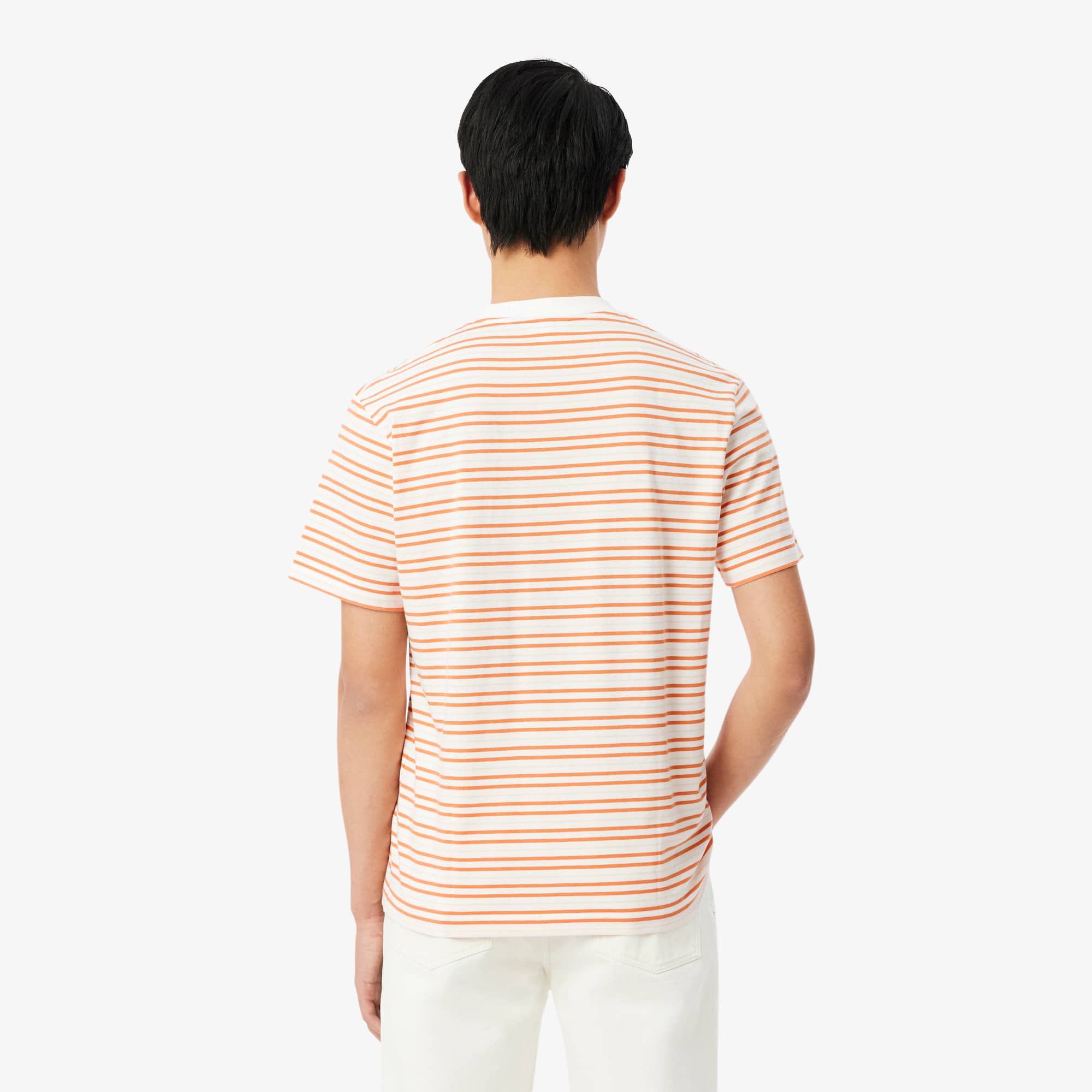 Striped Cotton T-Shirt - Orange / Blanc
