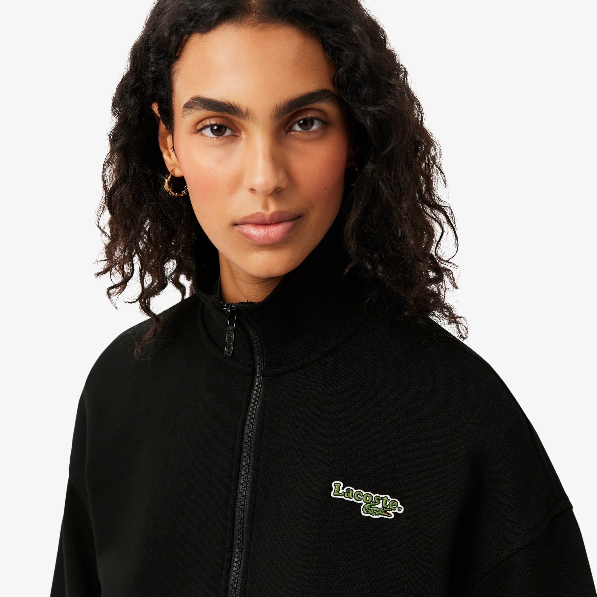 Relaxed Fit Zipped Badge Sweatshirt - Black