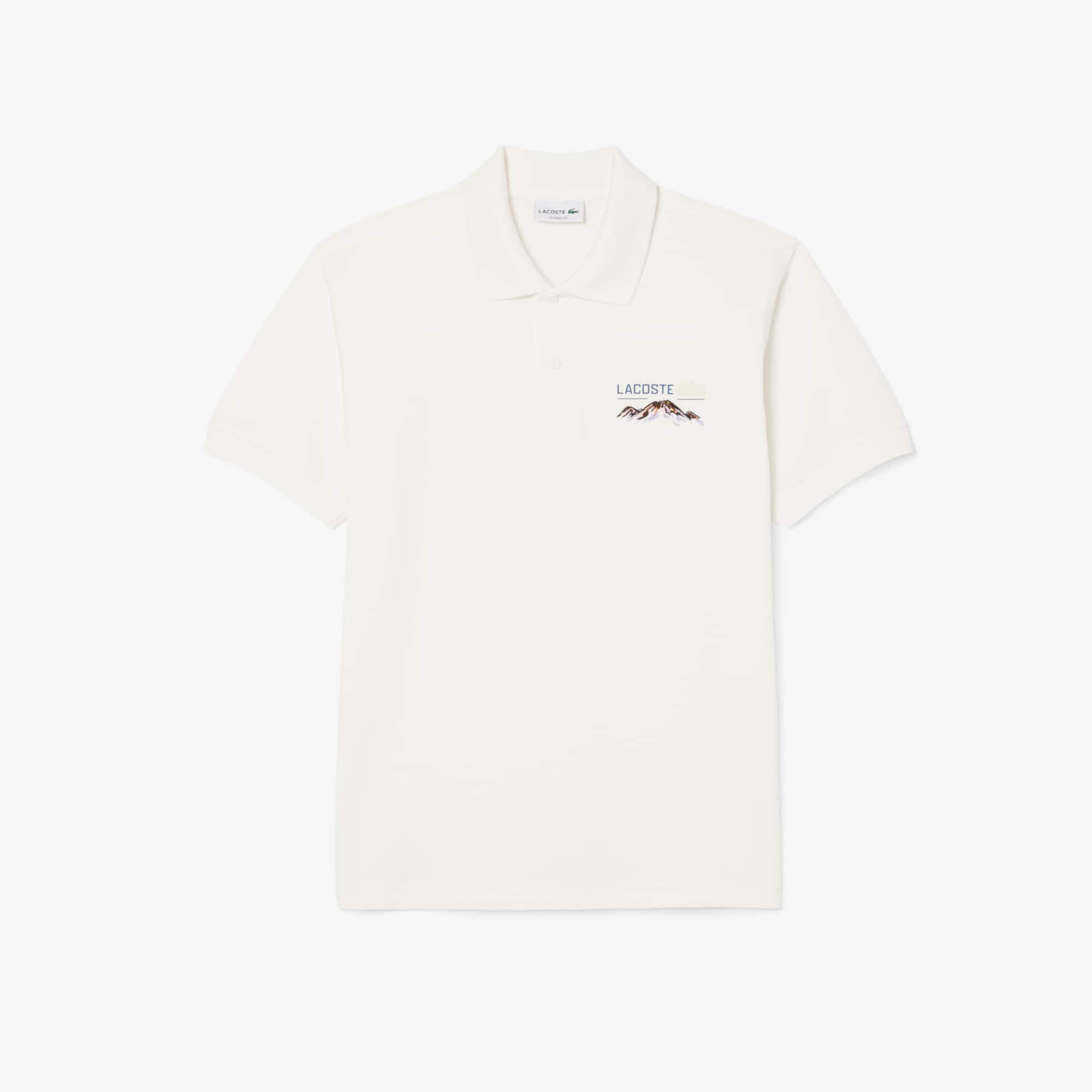 Men's Classic Fit Embroidered Motif Piqué Polo - White