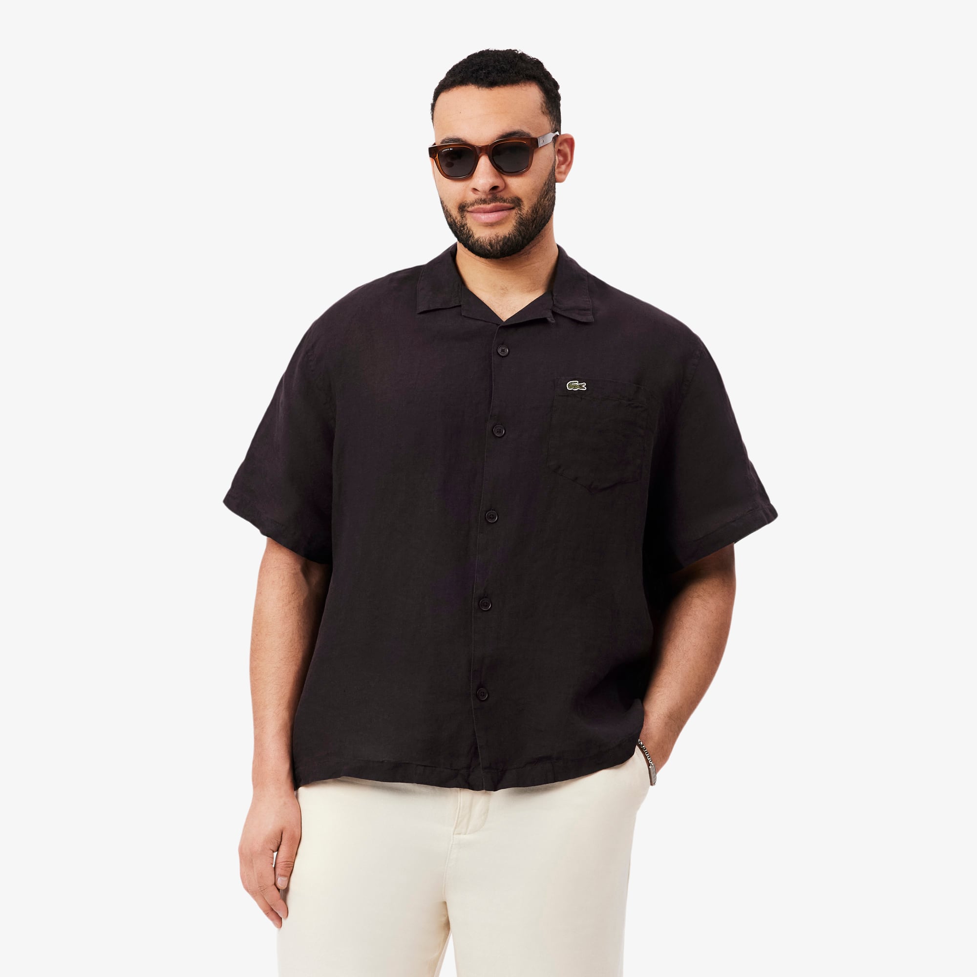 Relaxed Fit Linen Shirt - Brown