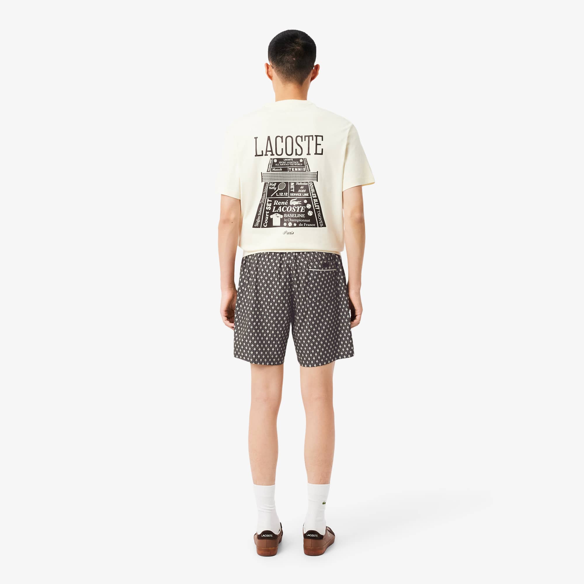 Relaxed Fit Printed Cotton Blend Shorts - Marron / Beige