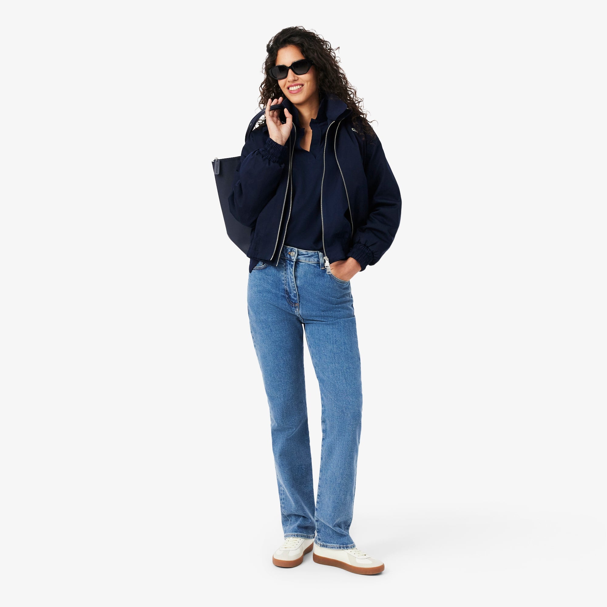 Women's Relaxed Fit Piqué Polo - Navy Blue