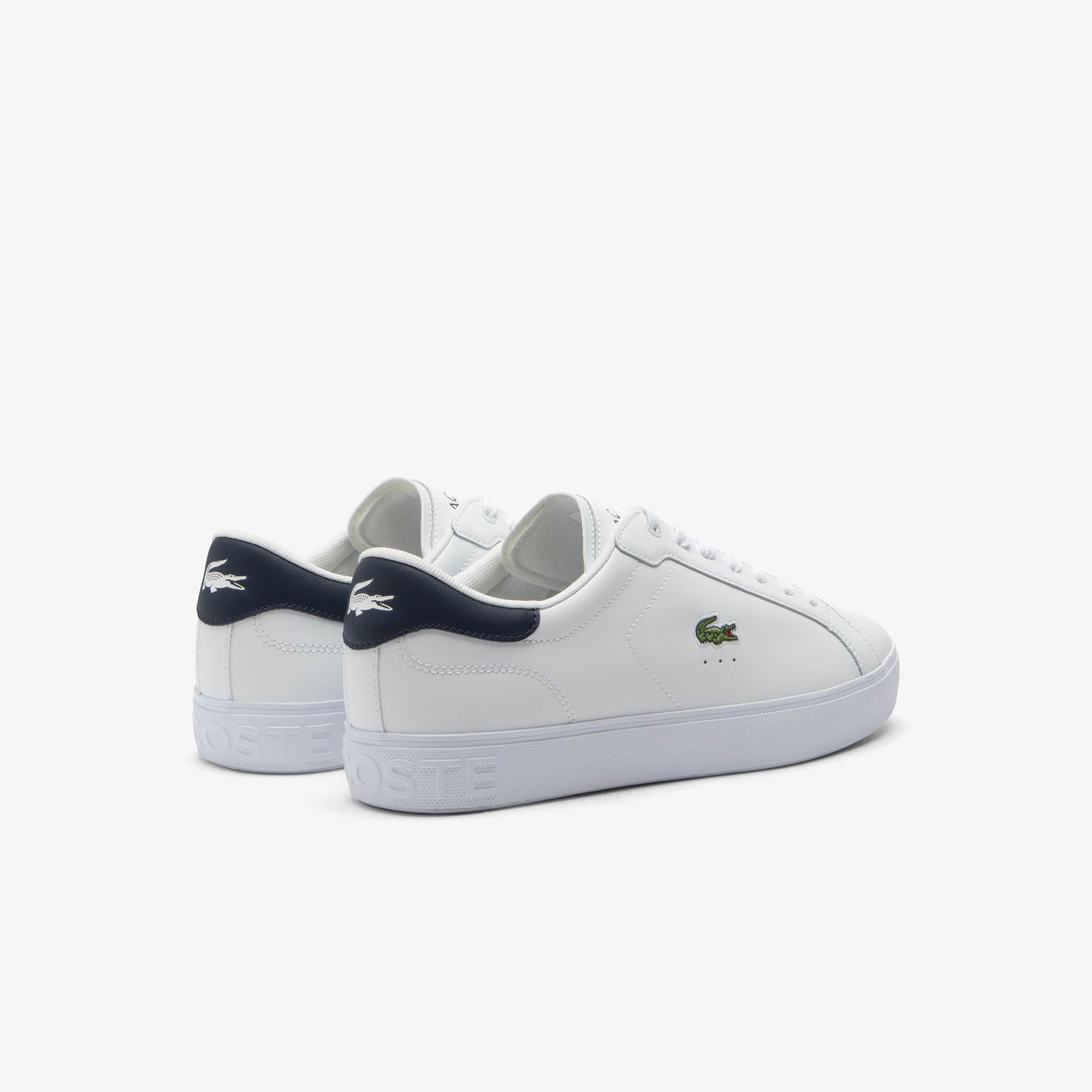 Men's Powercourt Graphic Leather Sneakers - WHITE / NAVY