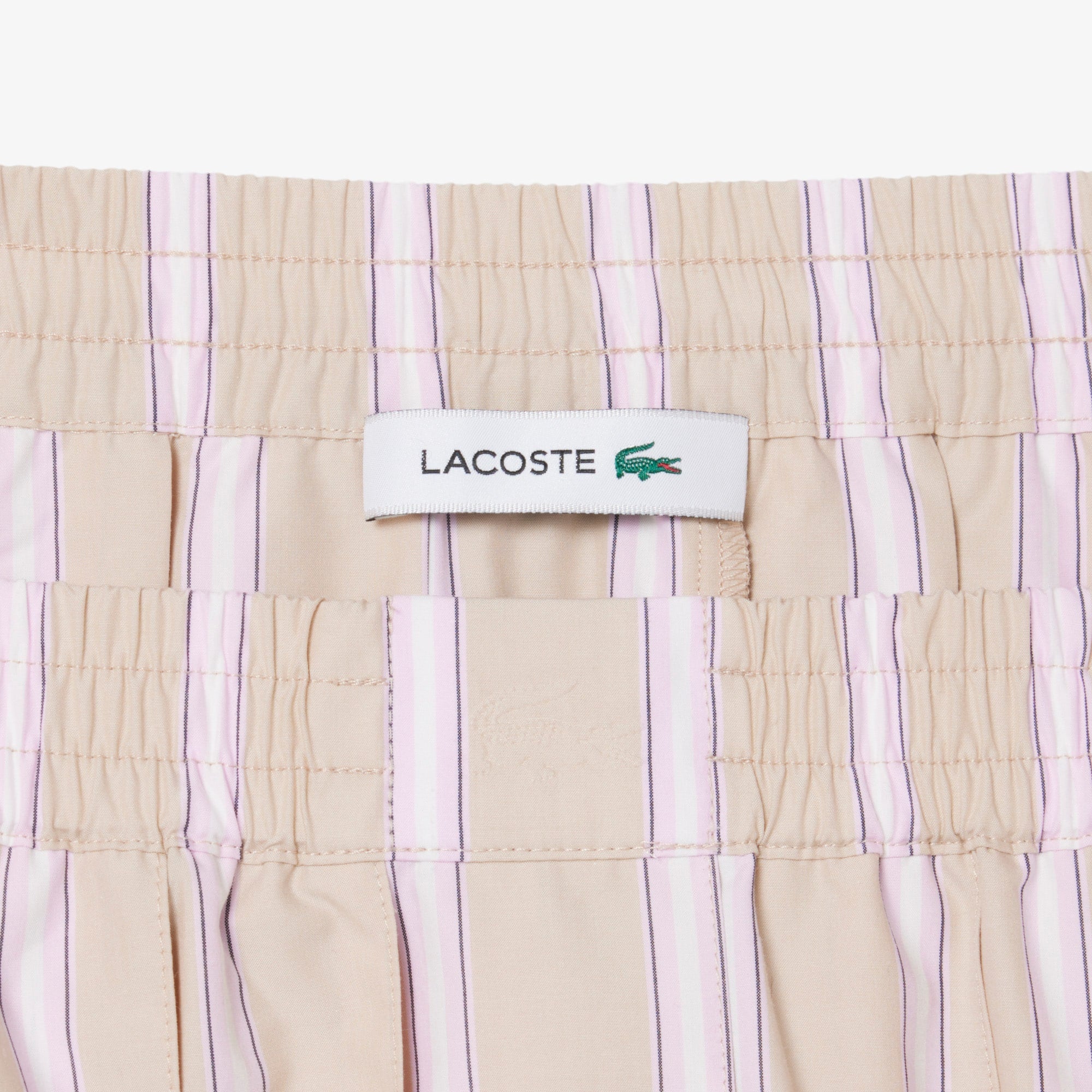 Poplin Short Striped Pleated Skirt - Beige / Rose / Blanc / Bleu Marine