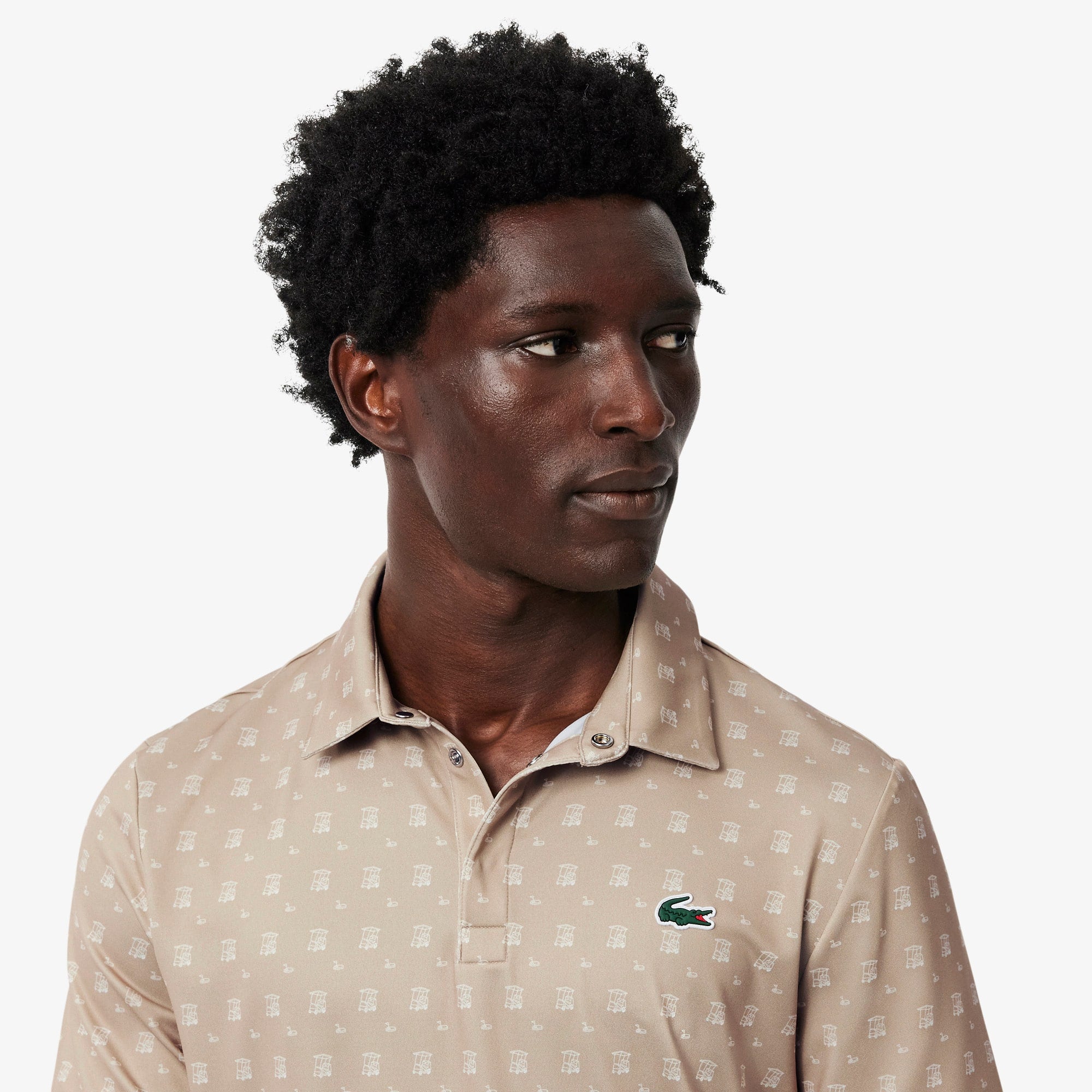 Men's Regular Fit UV Protect Golf Polo - Beige / Blanc