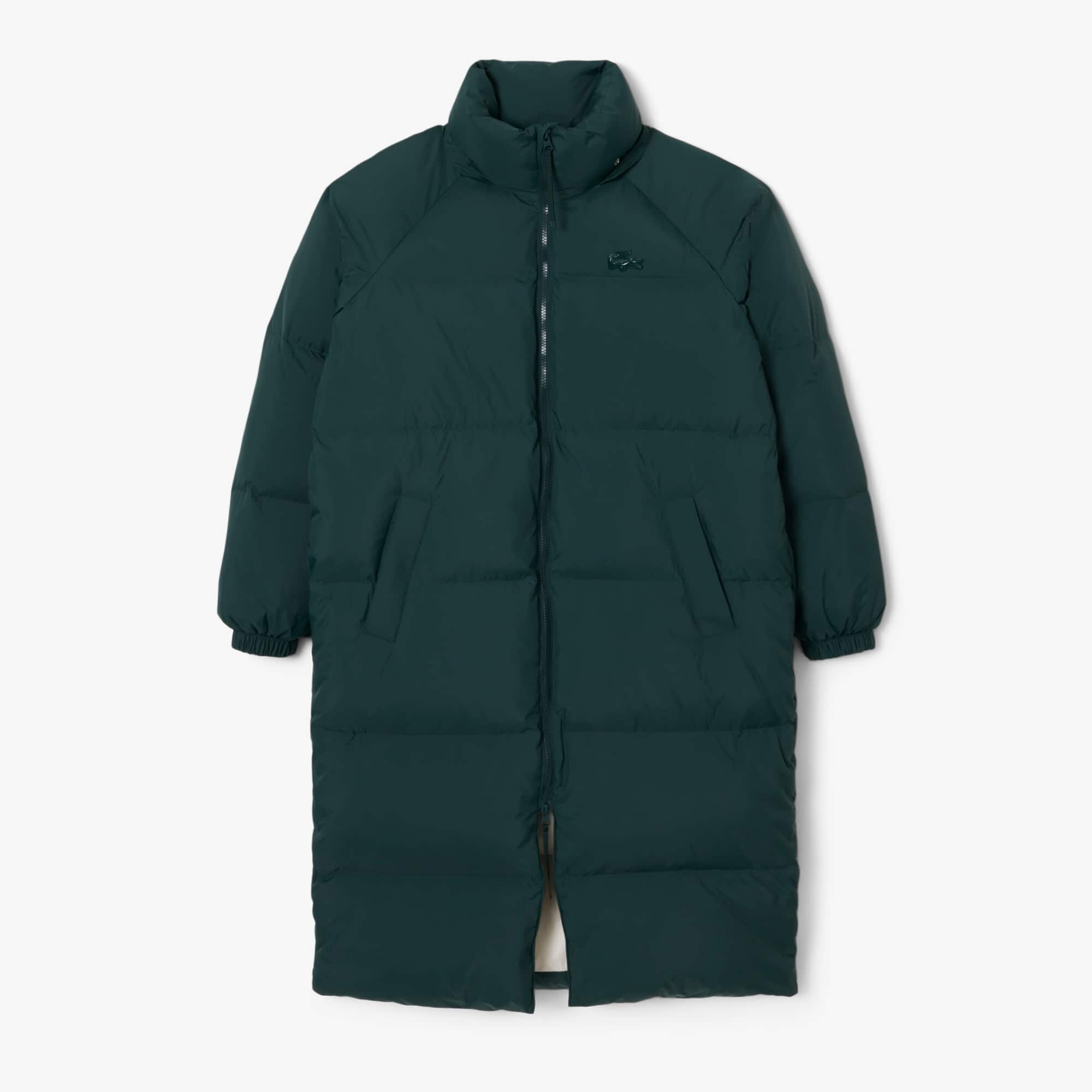 Women's Long Oversized Down Jacket - Green / White