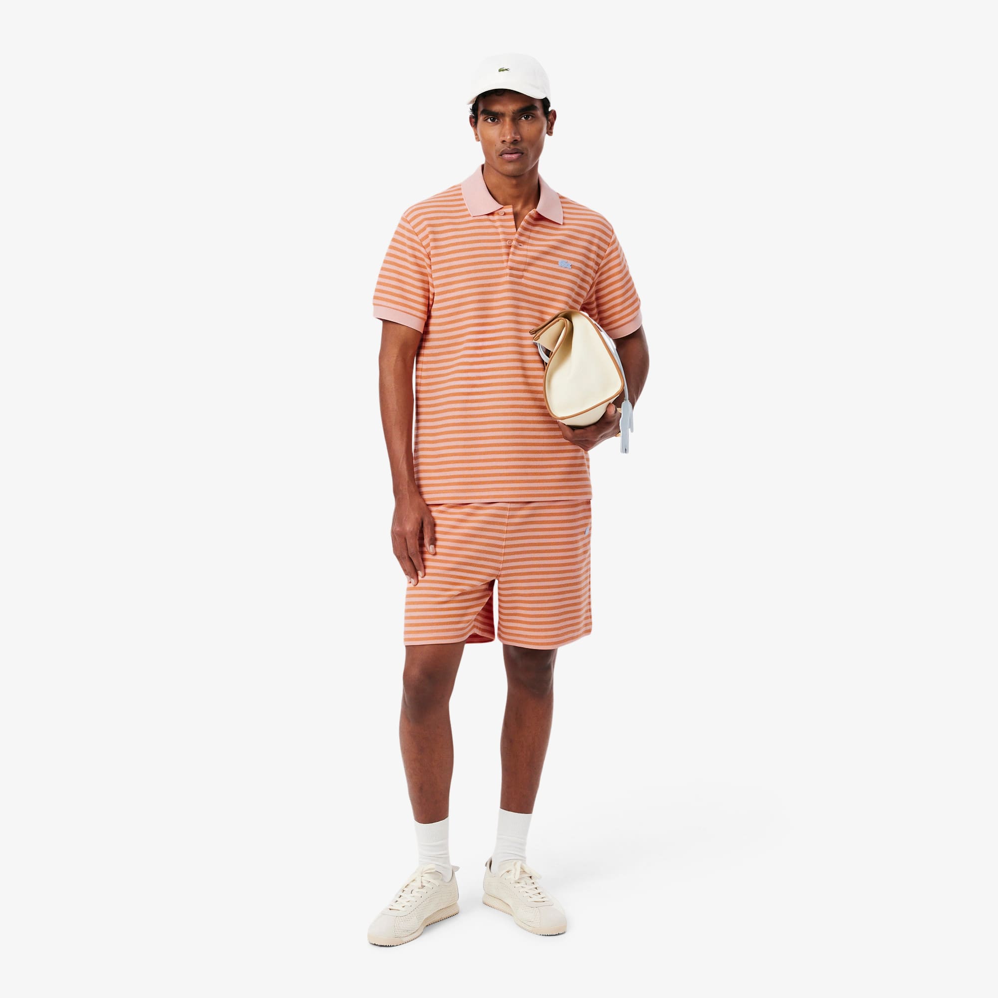 Classic Fit Textured Striped Polo - Rose / Orange
