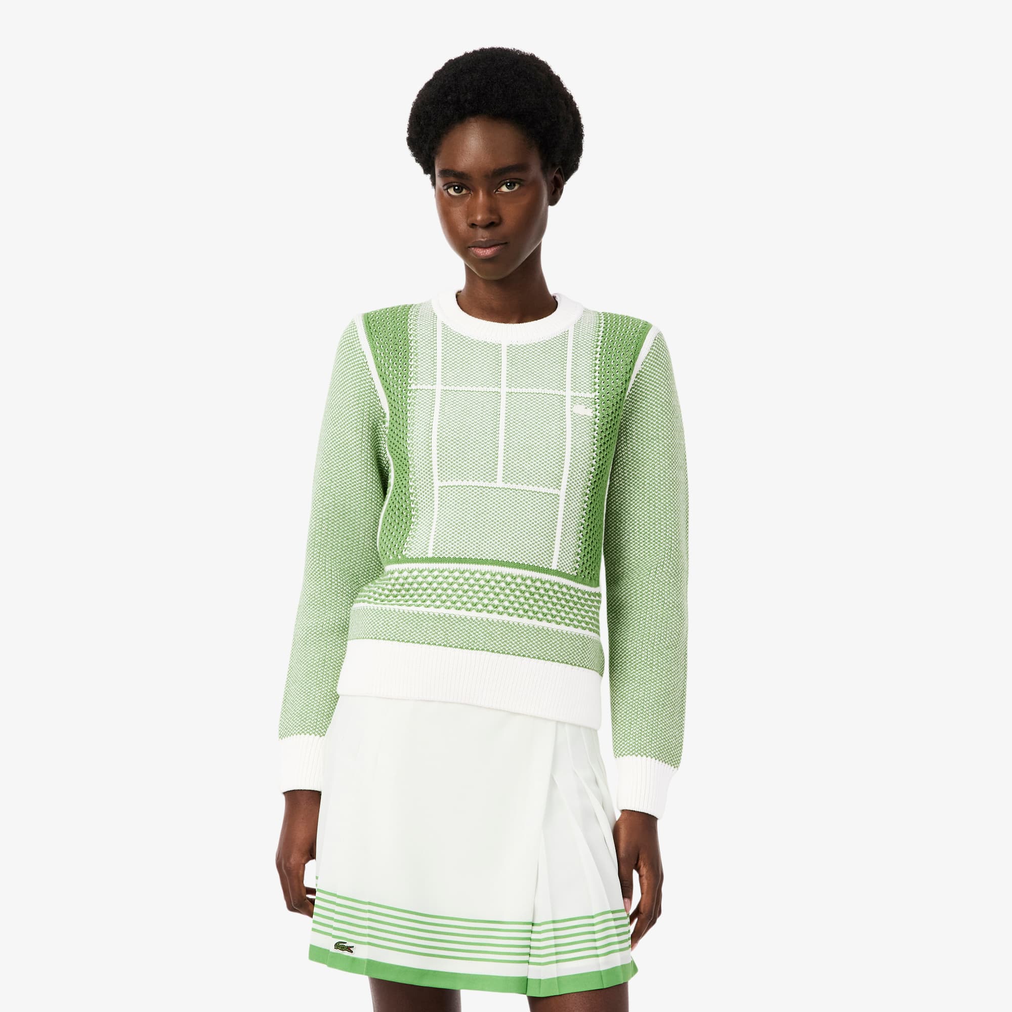 Tennis Court Graphic Sweater - Blanc / Vert