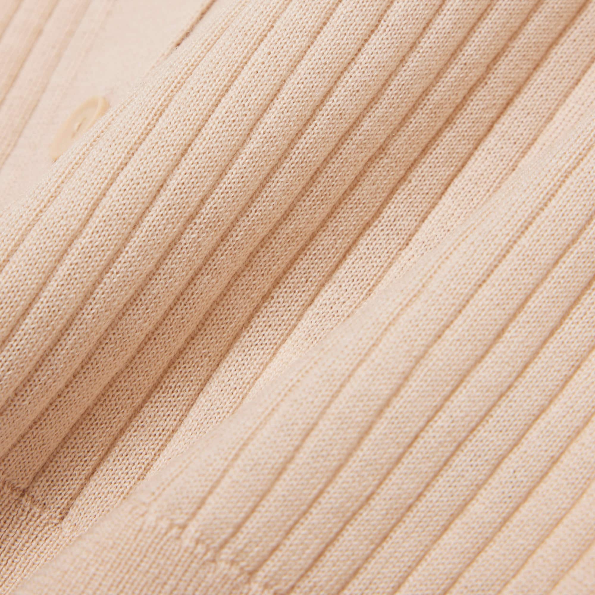 Women's Rib Knit Merino Wool Cardigan - Beige