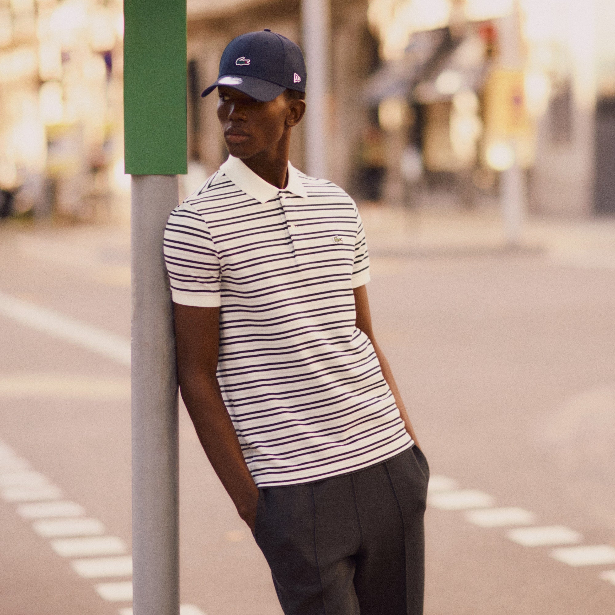 Classic Fit Striped Petit Piqué Polo - Noir / Blanc