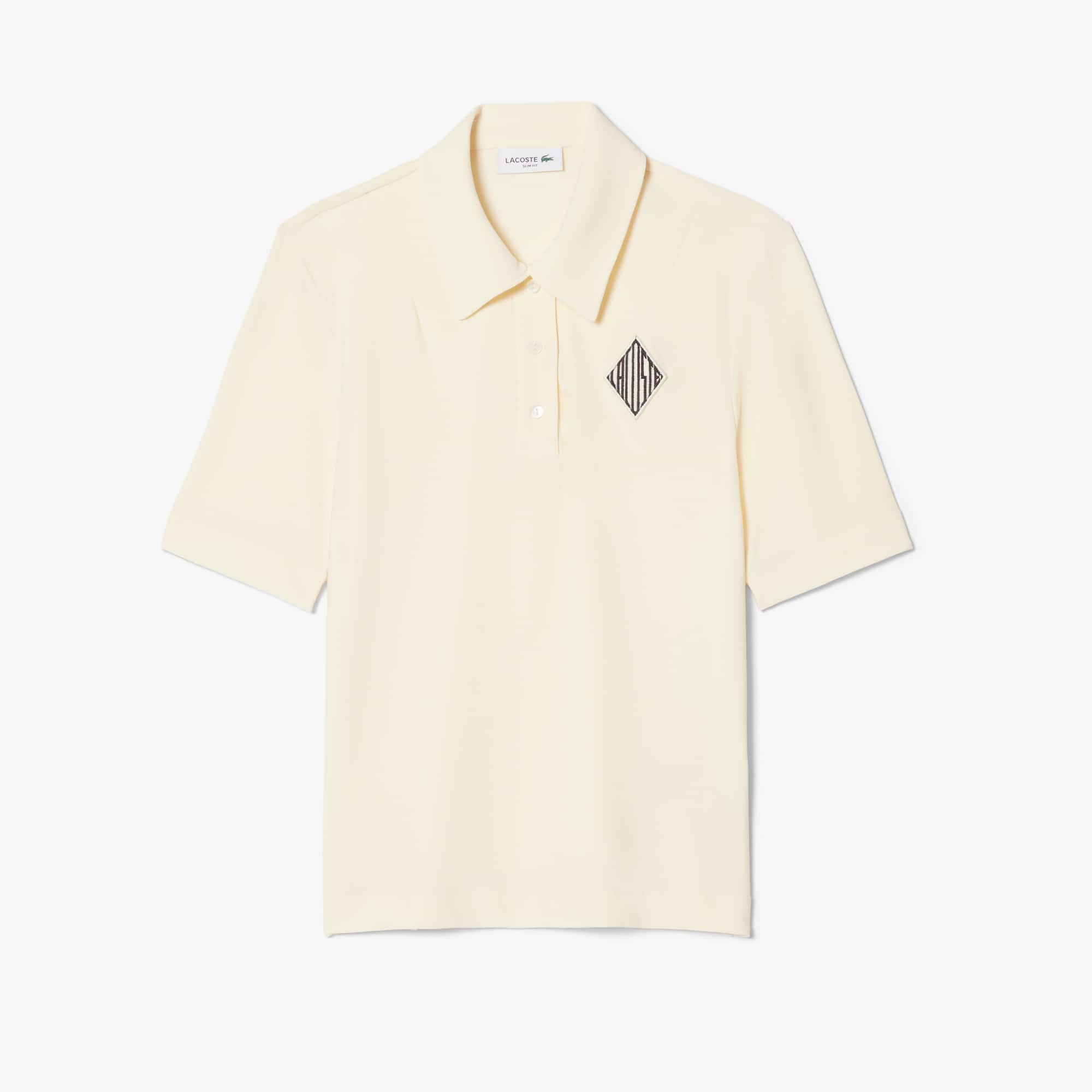 Slim Fit Embroidered Polo - Lemon Beige